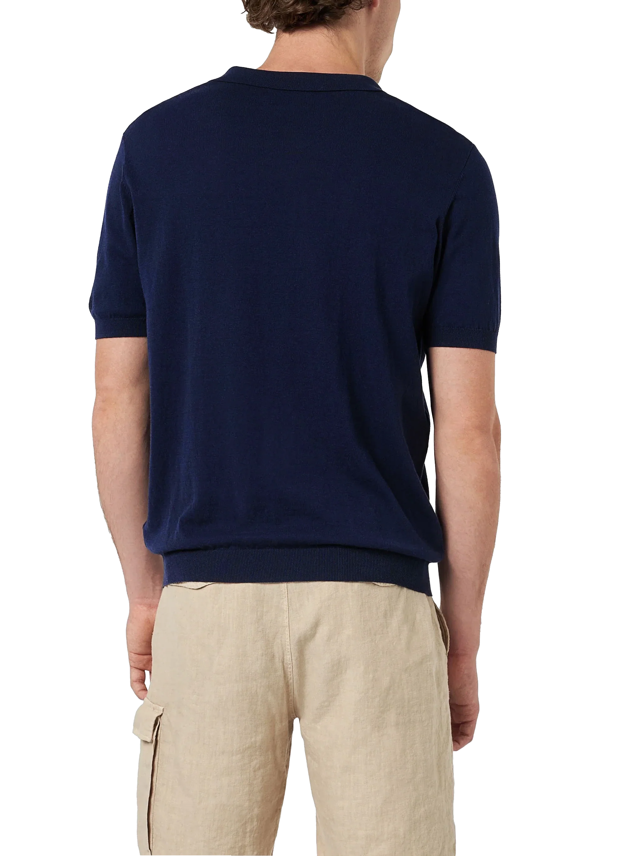 Polo Sloan senza bottoni in maglia blu navy - Image 3