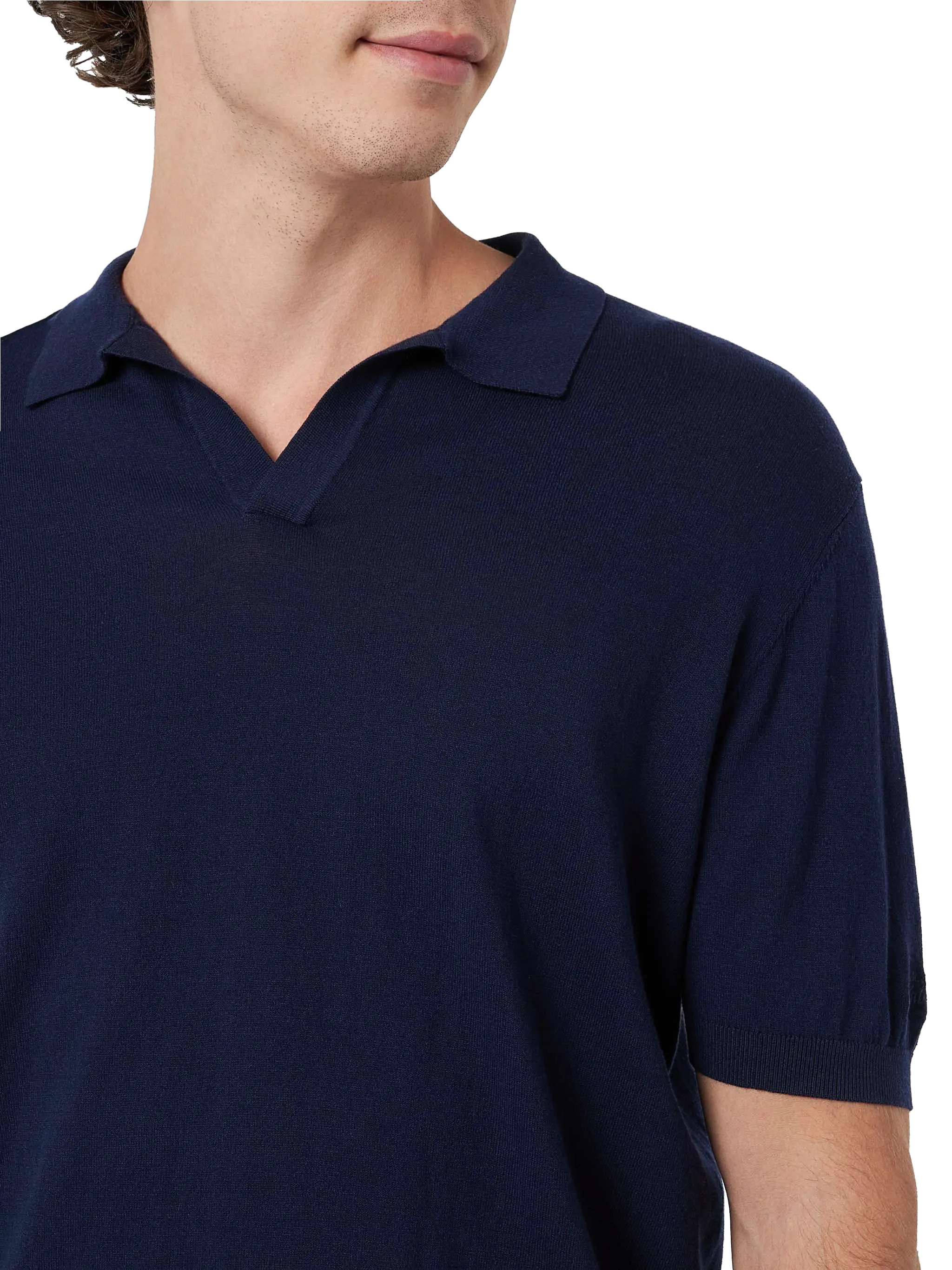 Polo Sloan senza bottoni in maglia blu navy - Image 4