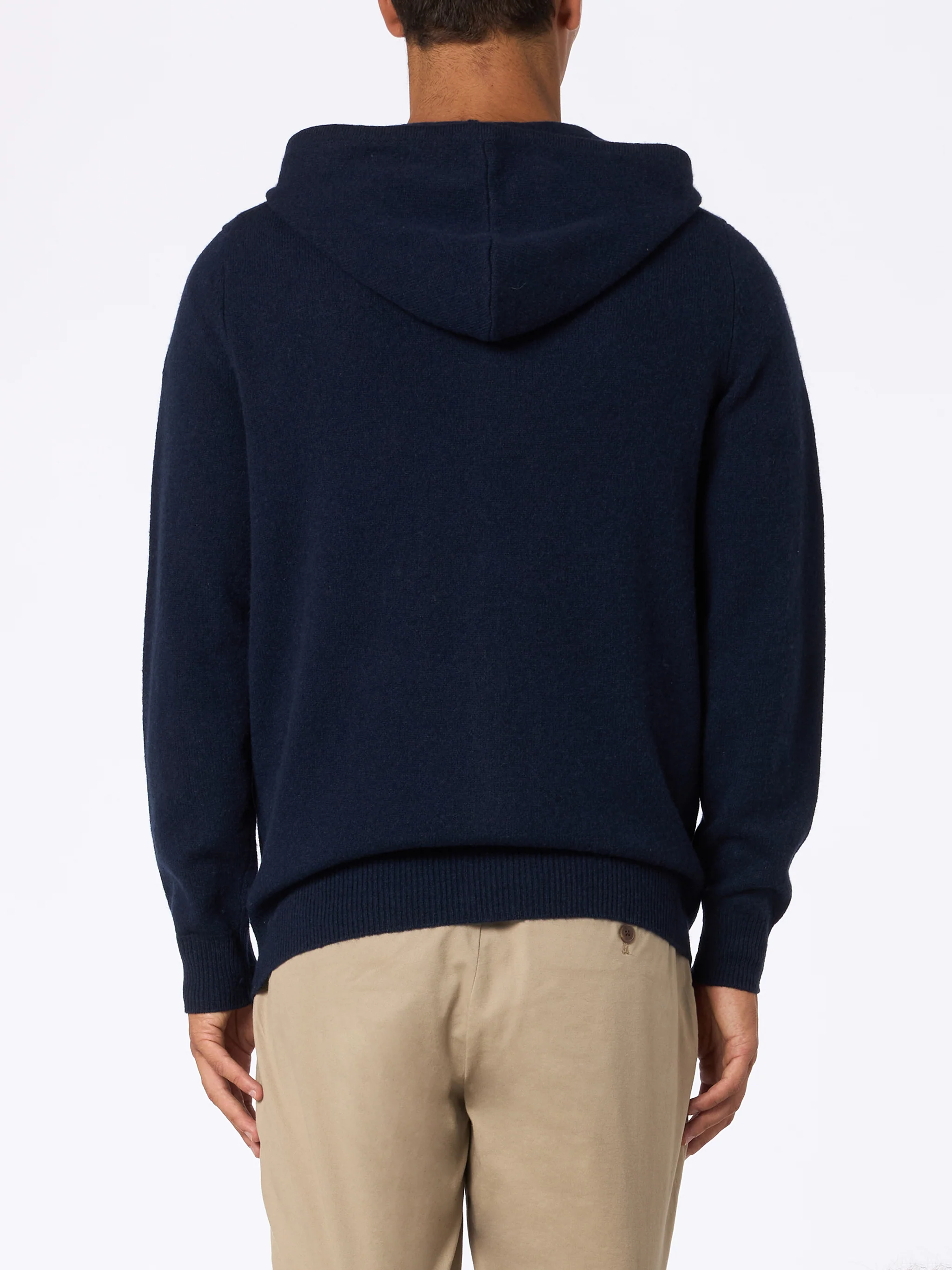 Maglia Notting in lana con cappuccio blu navy tinta unita - Image 2