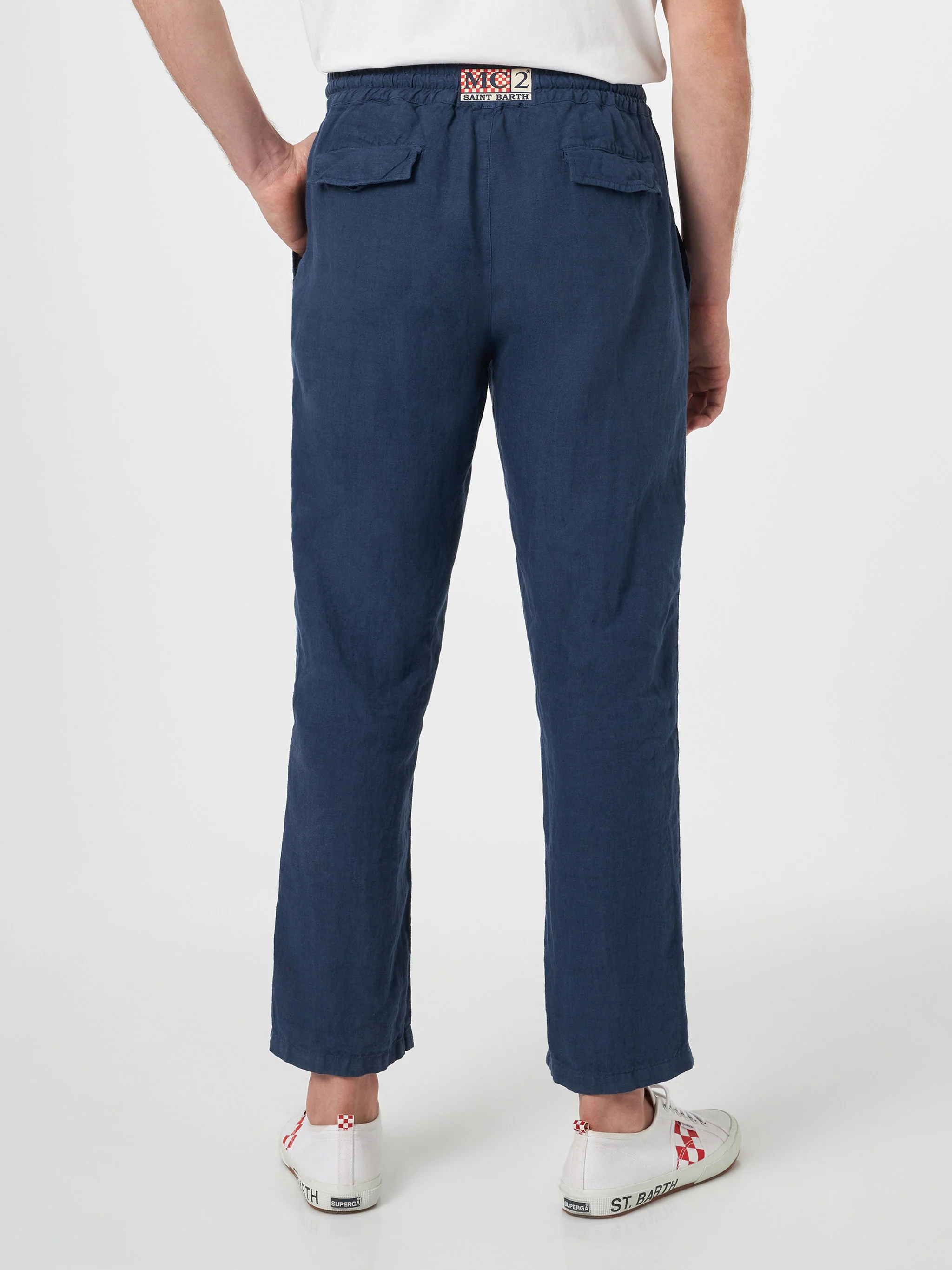 Pantalone Calais in lino blu navy tinta unita - Image 2