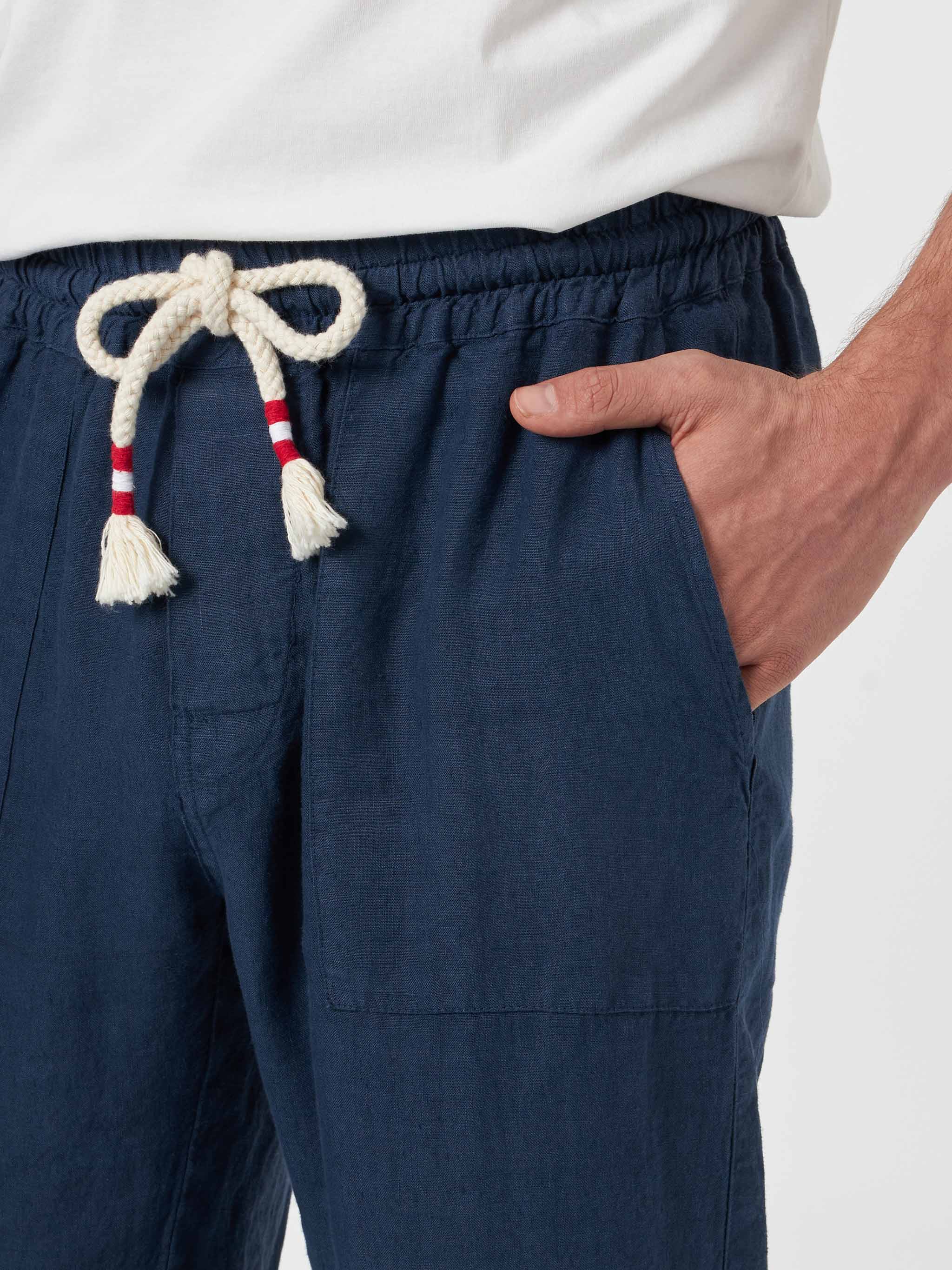 Pantalone Calais in lino blu navy tinta unita - Image 3