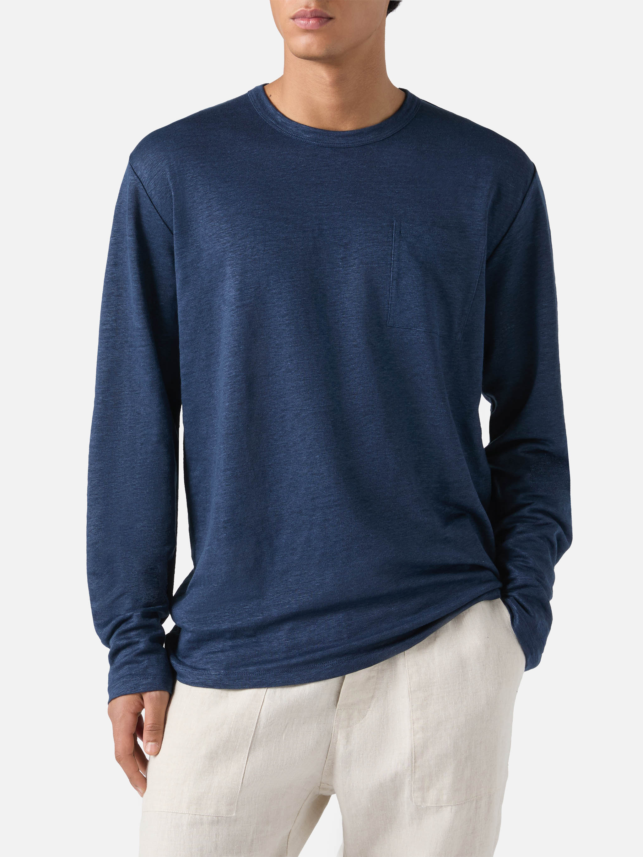 T-shirt Ecstasea in lino blu navy tinta unita - Image 2