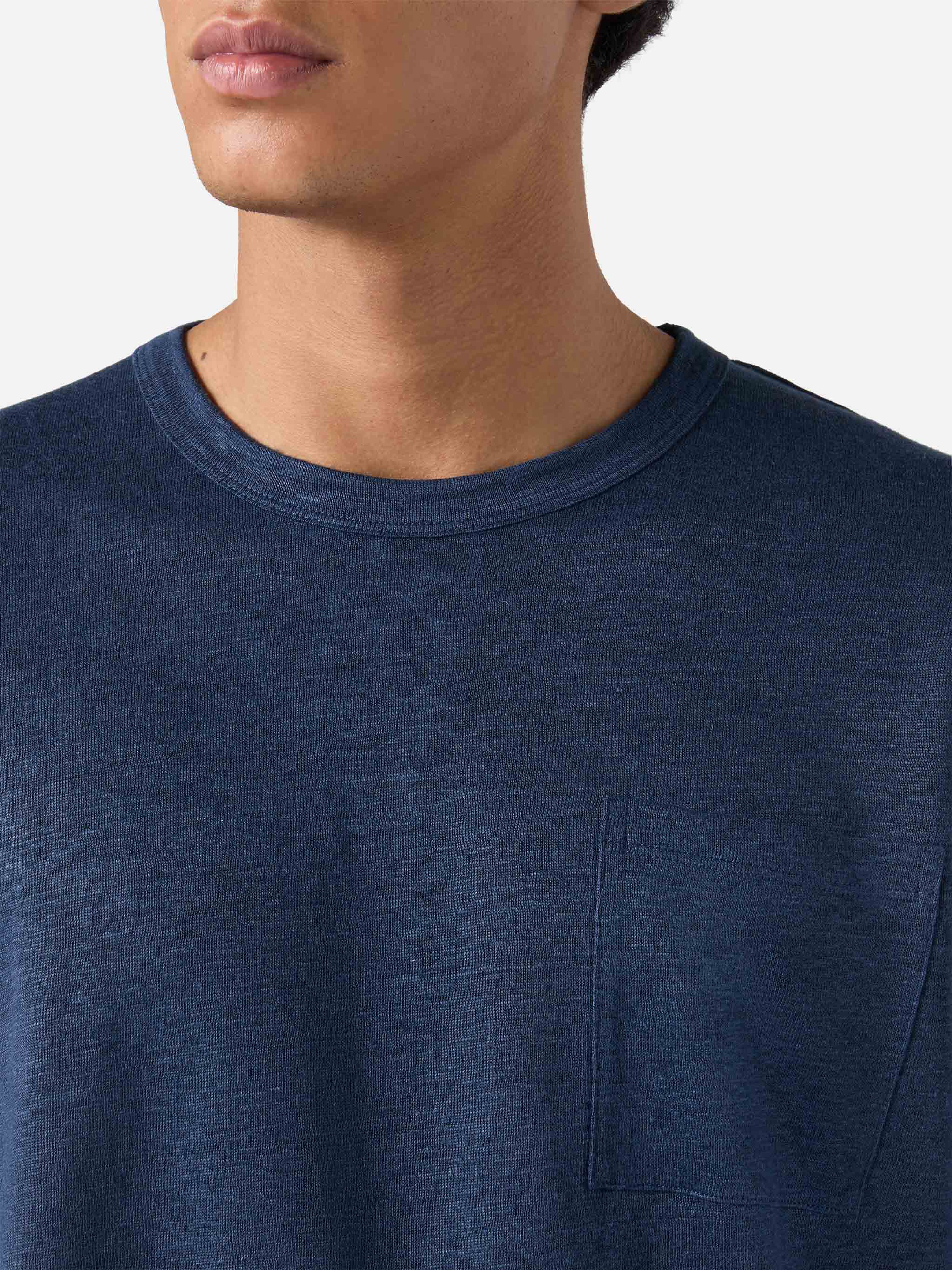 T-shirt Ecstasea in lino blu navy tinta unita - Image 3