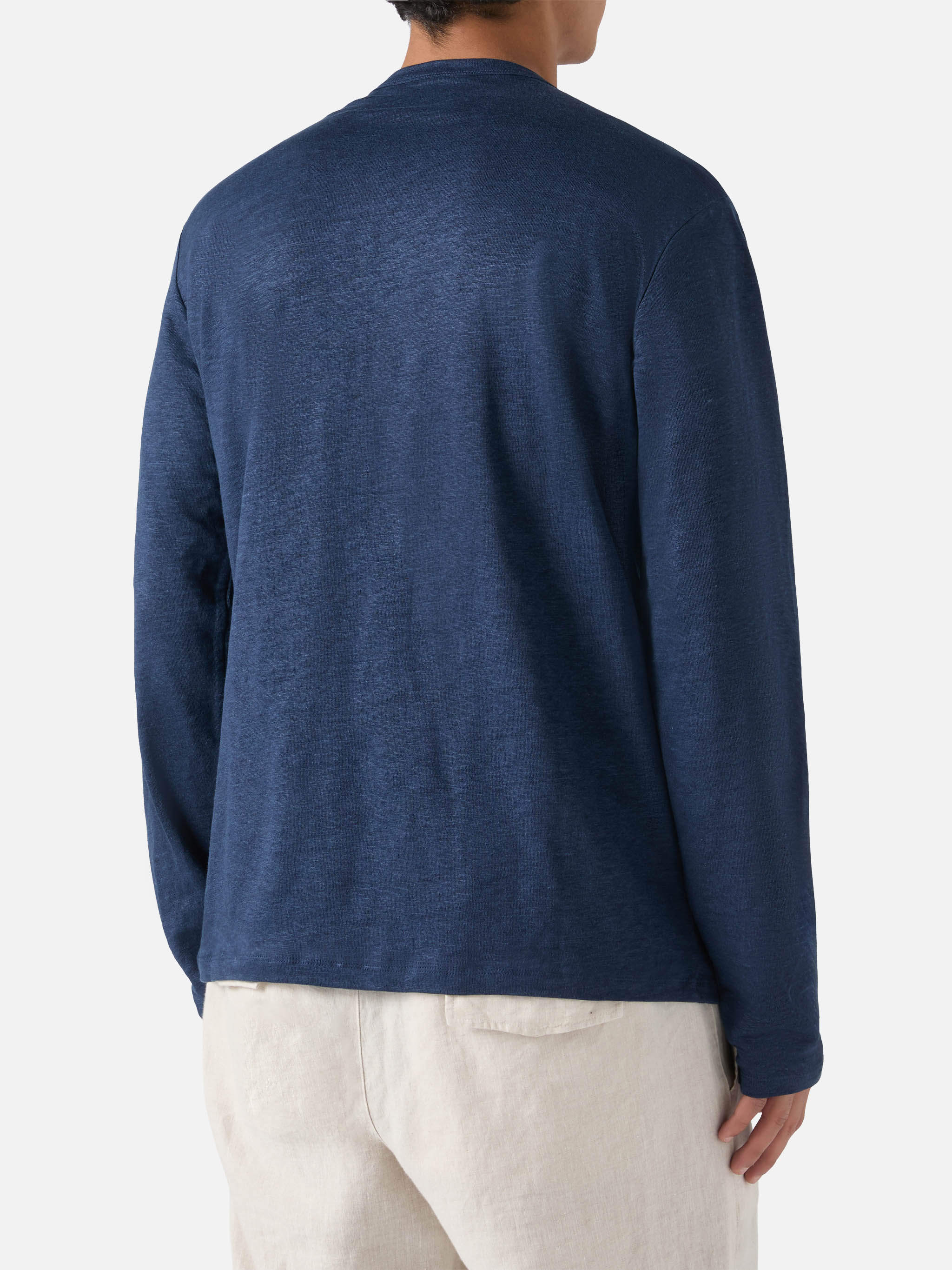 T-shirt Ecstasea in lino blu navy tinta unita - Image 4
