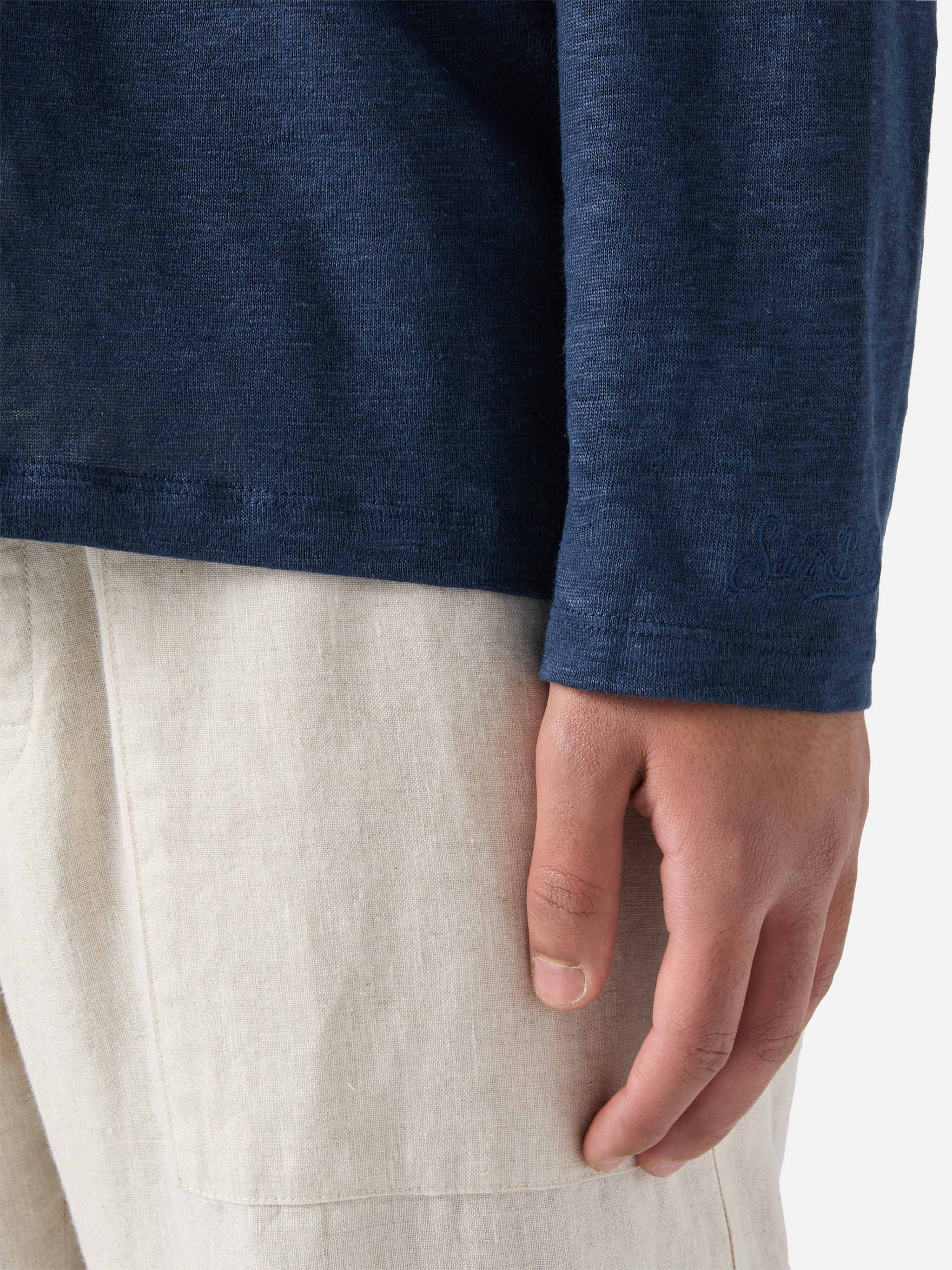 T-shirt Ecstasea in lino blu navy tinta unita - Image 5