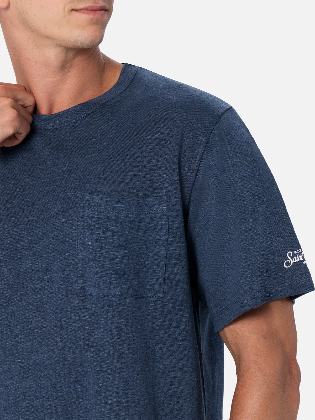 T-shirt Ecstasea in lino blu navy tinta unita - Image 3