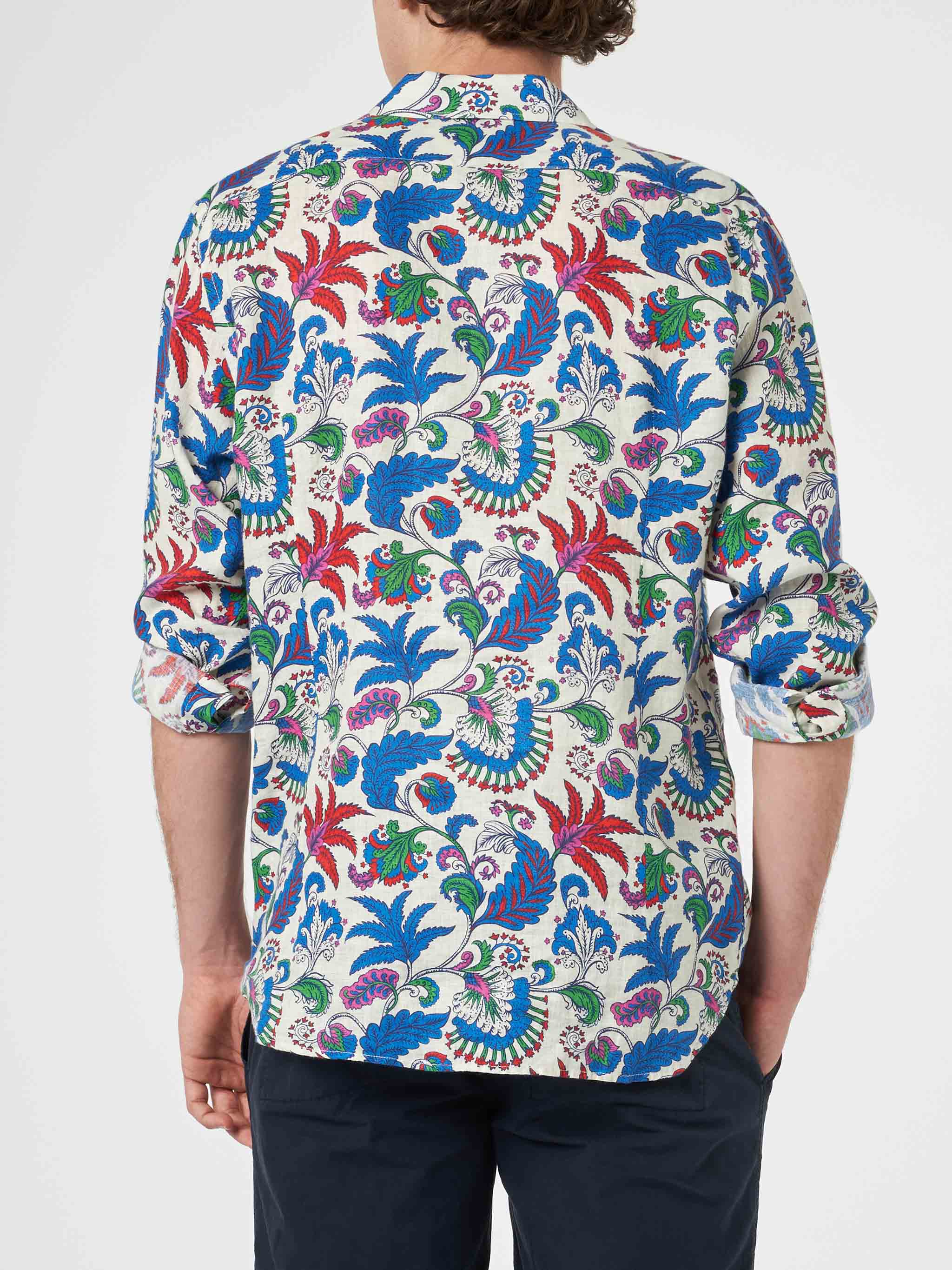 Camicia Pamplona in lino con stampa fiori - Image 2