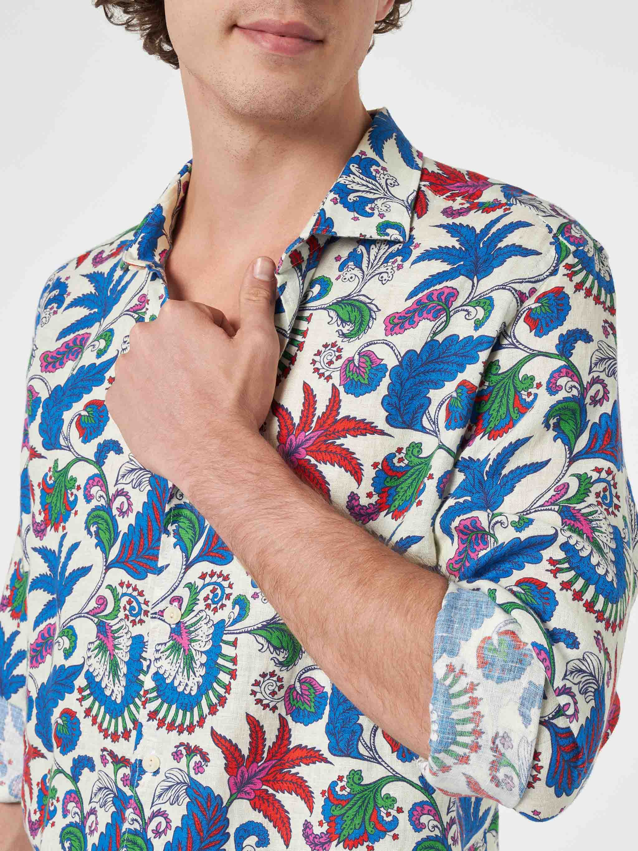 Camicia Pamplona in lino con stampa fiori - Image 3