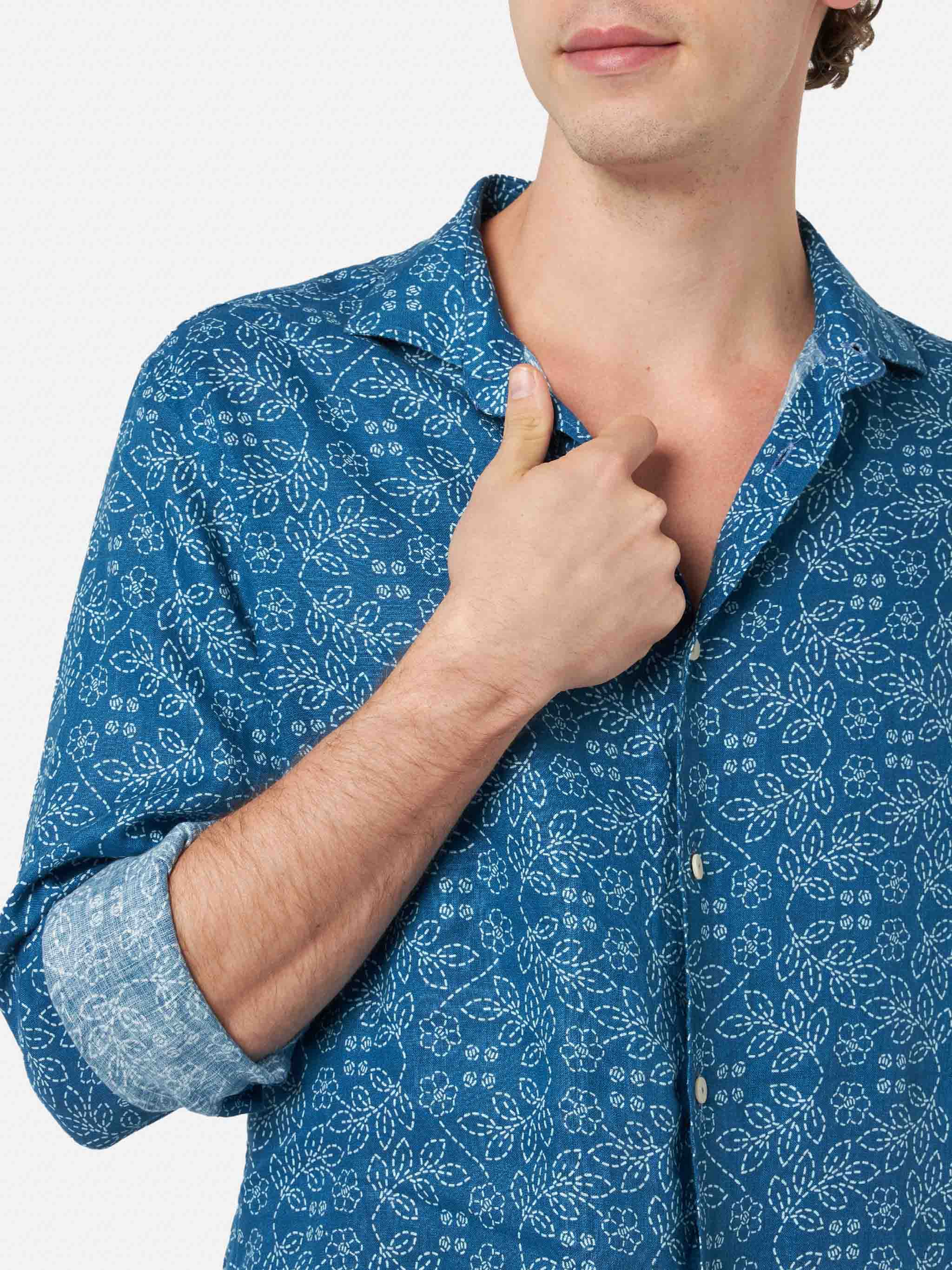 Camicia Pamplona in lino con stampa Sashiko - Image 3