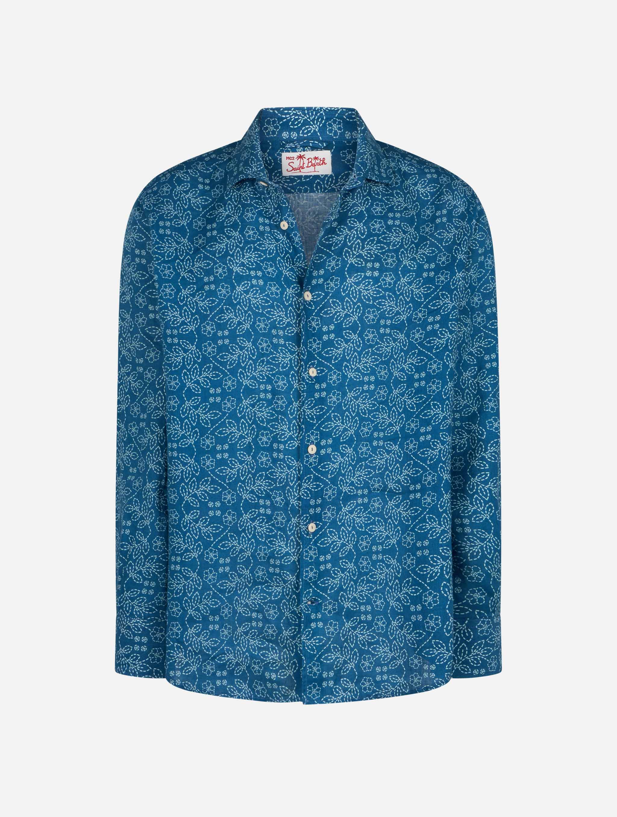 Camicia Pamplona in lino con stampa Sashiko - Image 4