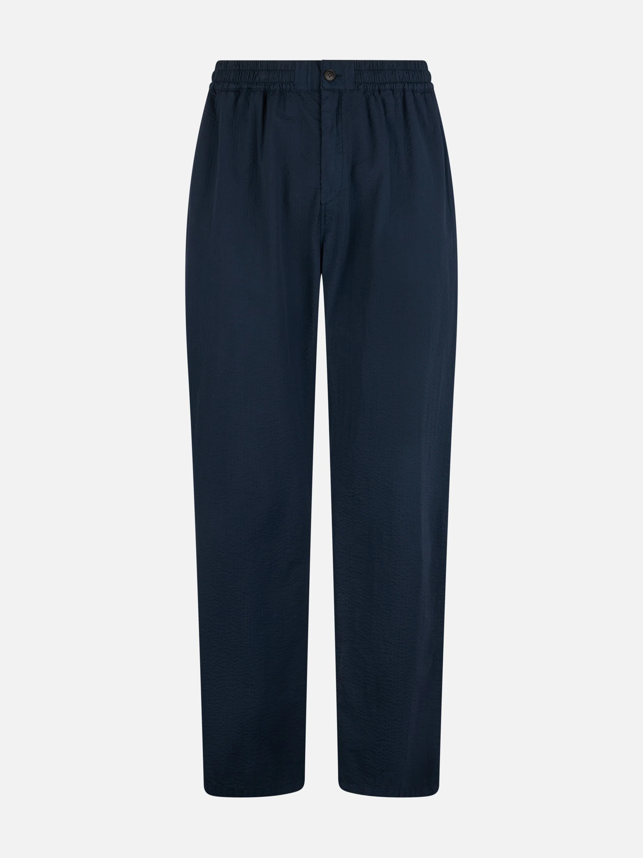 Pantaloni Relais in cotone seersucker blu navy tinta unita - Image 4