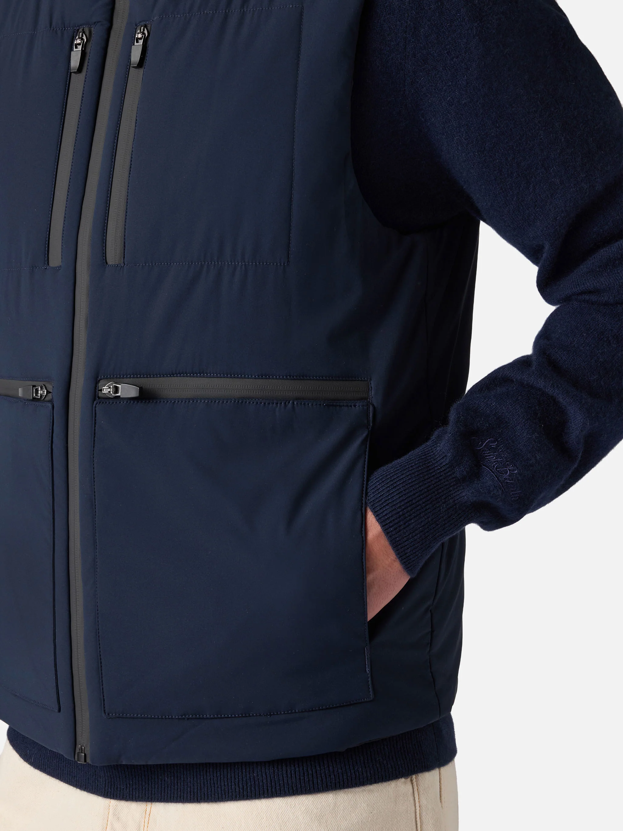 Gilet Vonn imbottito in tessuto tecnico blu navy tinta unita - Image 3