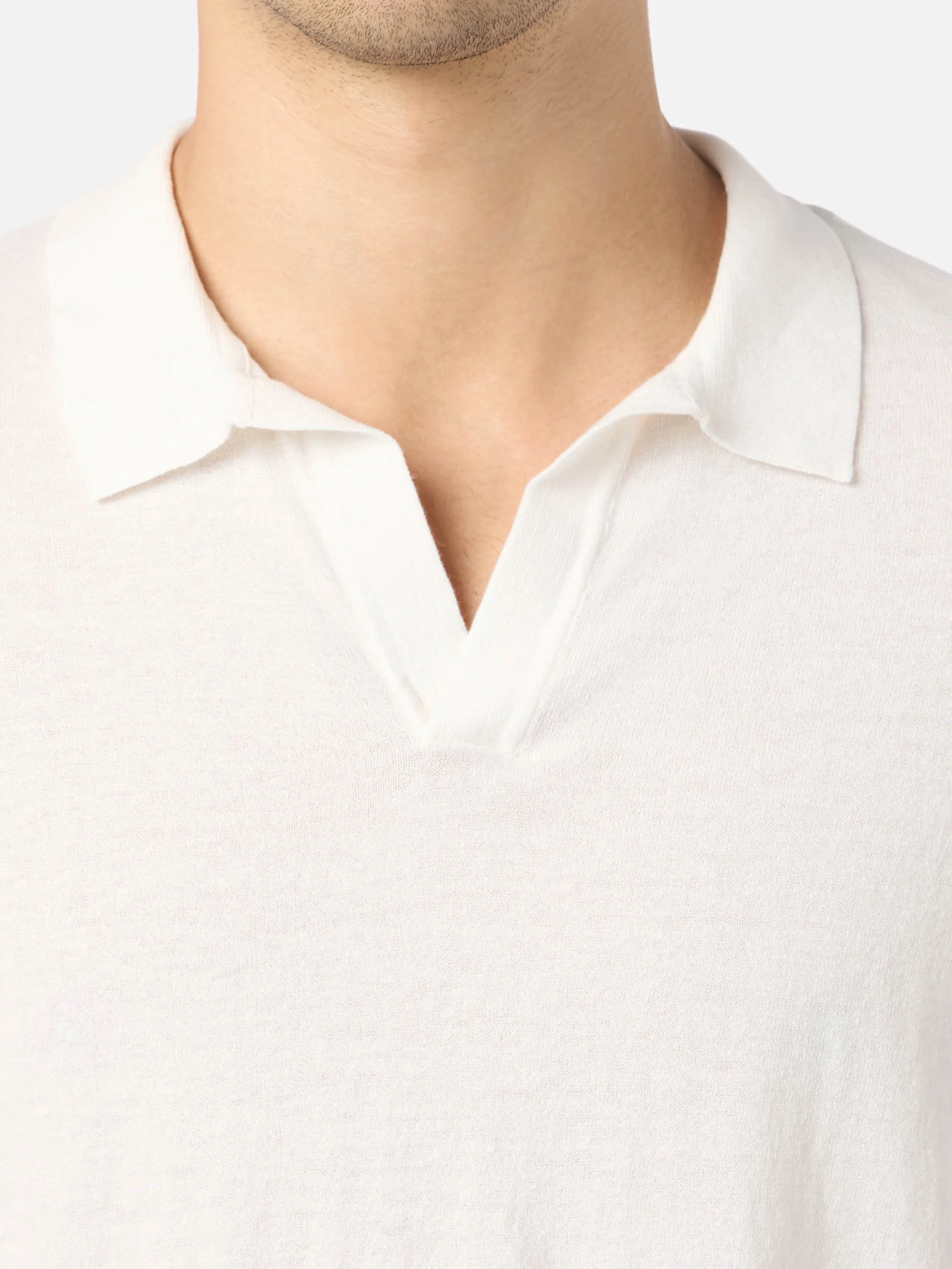 Polo in maglia Sloan senza bottoni color burro - Image 2