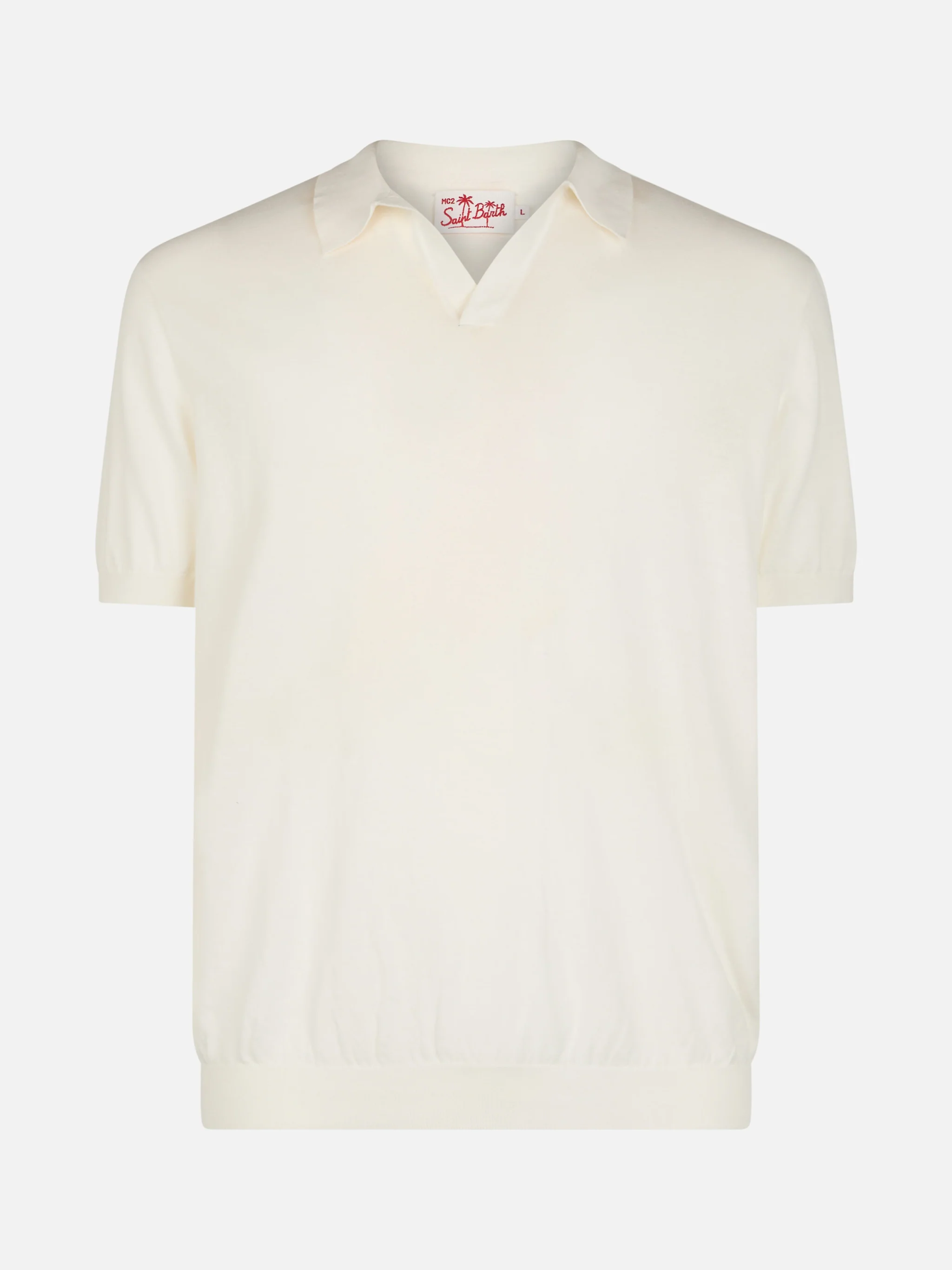 Polo in maglia Sloan senza bottoni color burro - Image 4