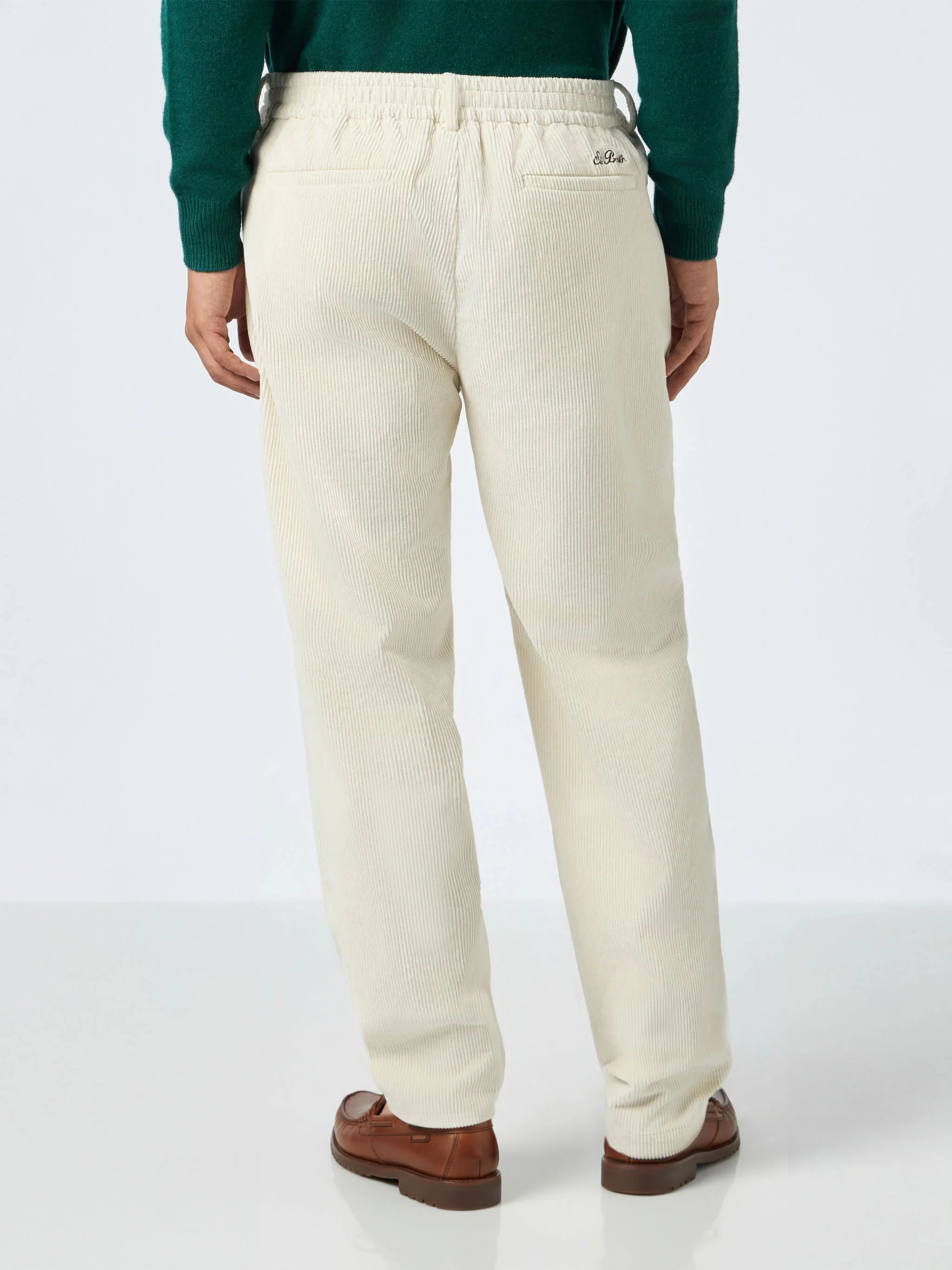 Pantaloni Fuji in velluto a coste panna tinta unita - Image 2