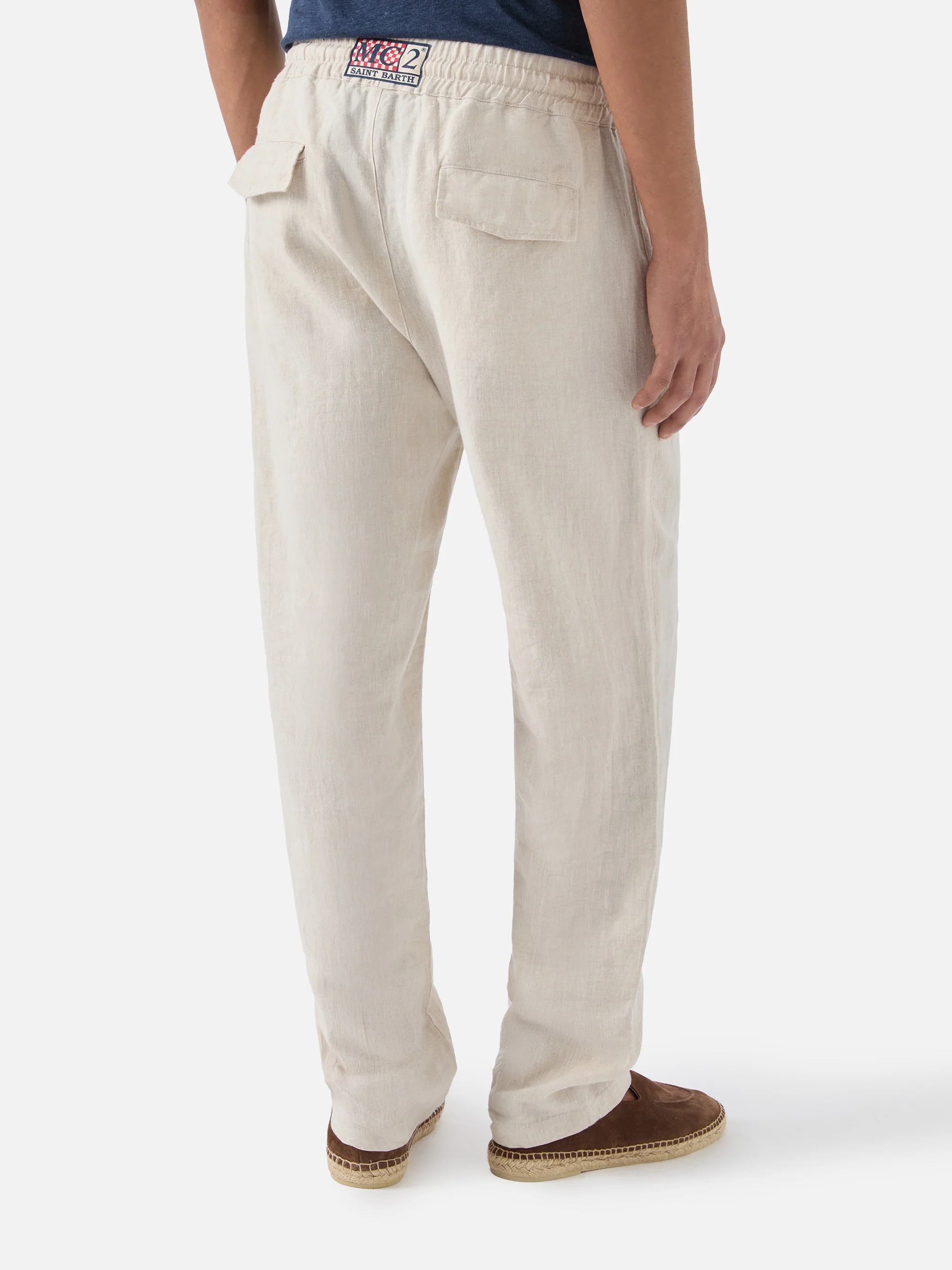 Pantalone Calais in lino panna tinta unita - Image 3