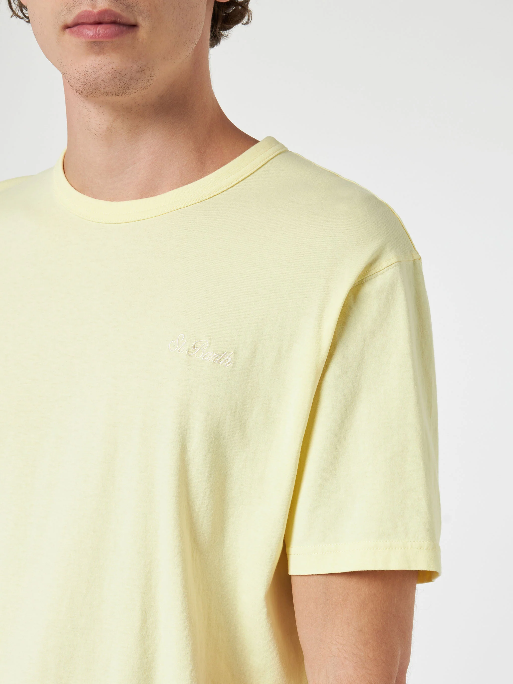 T-shirt Dover in cotone giallo chiaro tinta unita - Image 2
