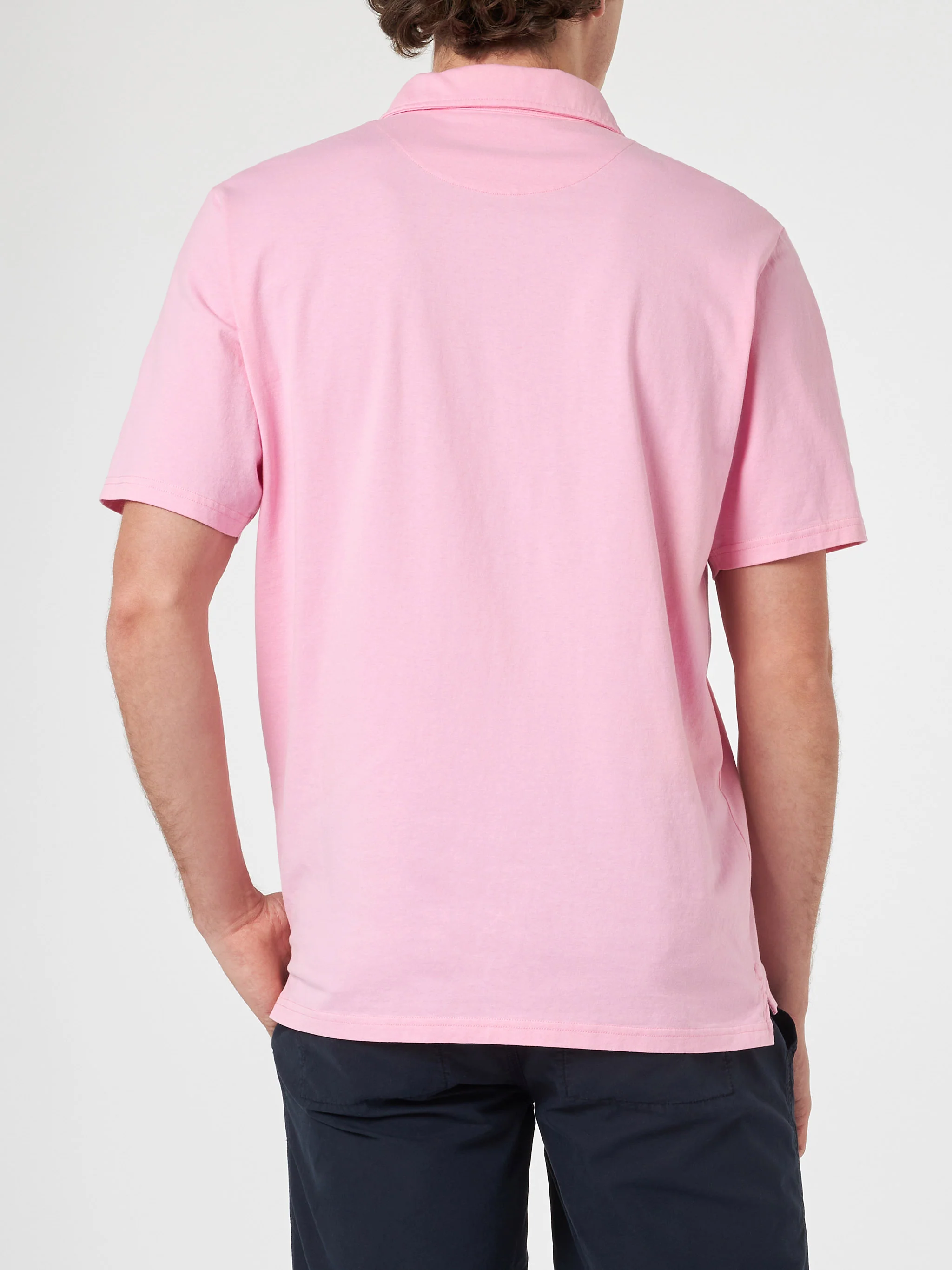 Polo Brighton in cotone jersey rosa tinta unita - Image 3