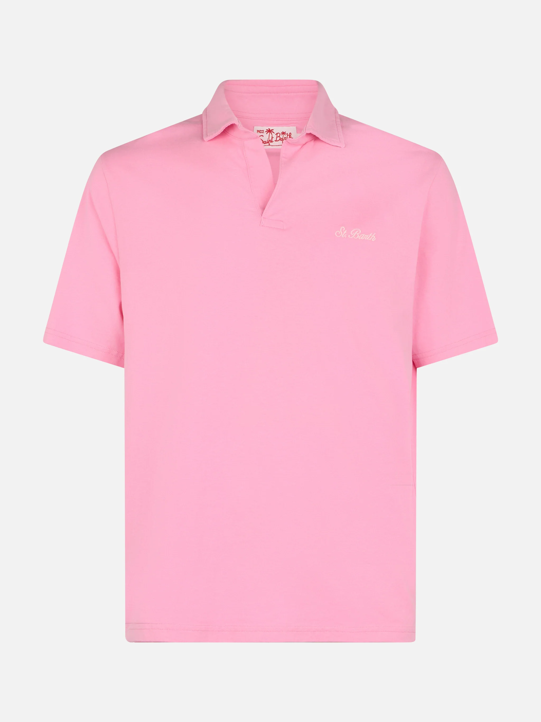 Polo Brighton in cotone jersey rosa tinta unita - Image 5