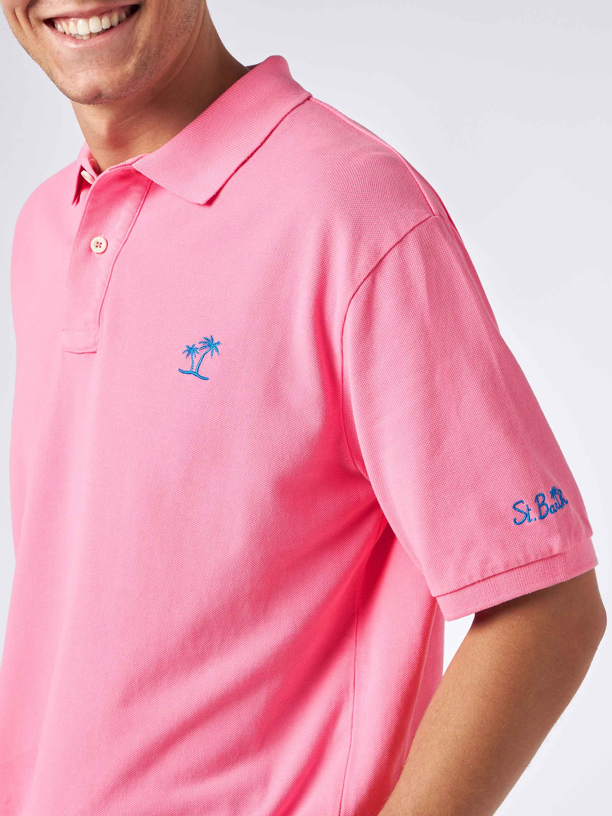 Polo Beverly Hills Vintage in piquet rosa effetto vintage - Image 2
