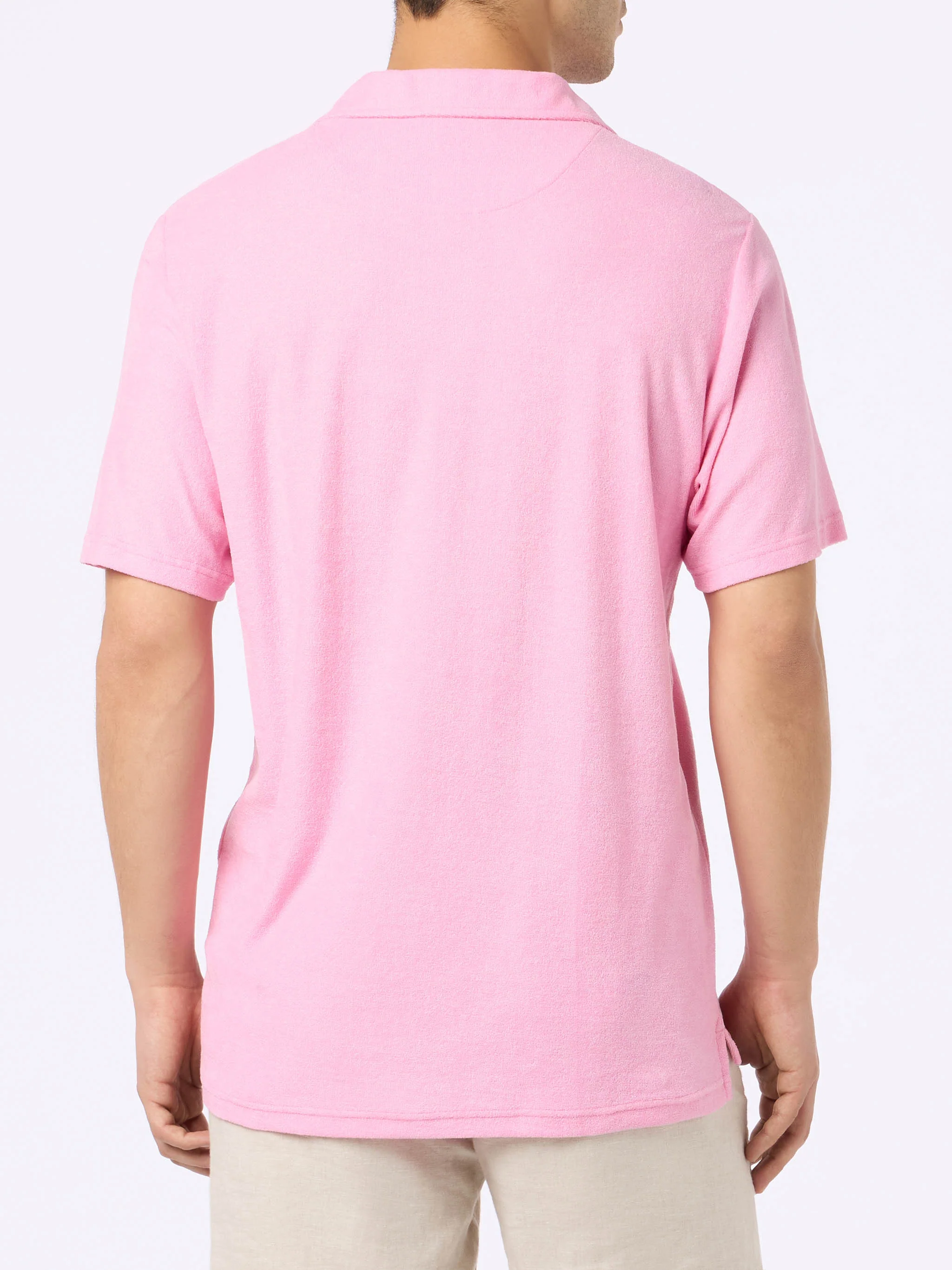 Polo Jeremy in tessuto effetto spugna rosa tinta unita - Image 3