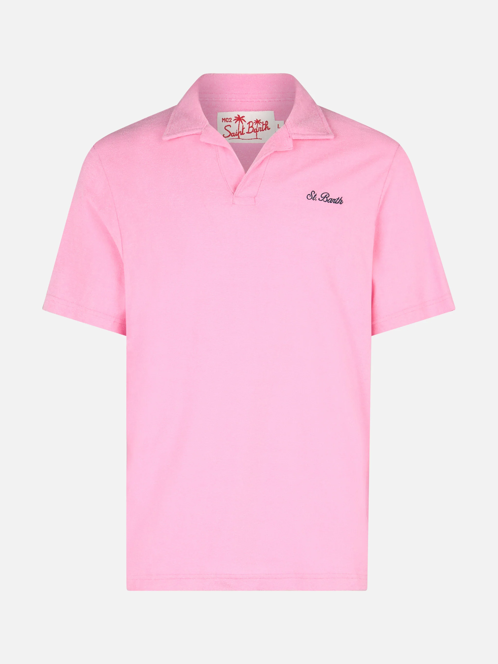 Polo Jeremy in tessuto effetto spugna rosa tinta unita - Image 4