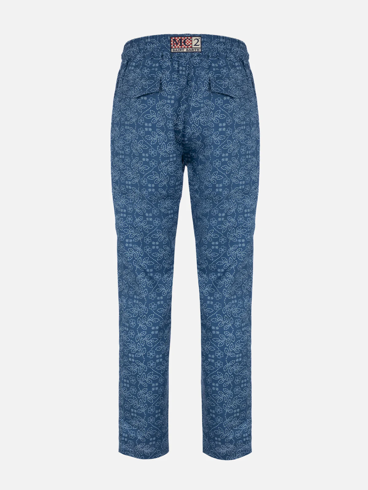 Pantalone Calais in lino fantasia sashiko blu - Image 5