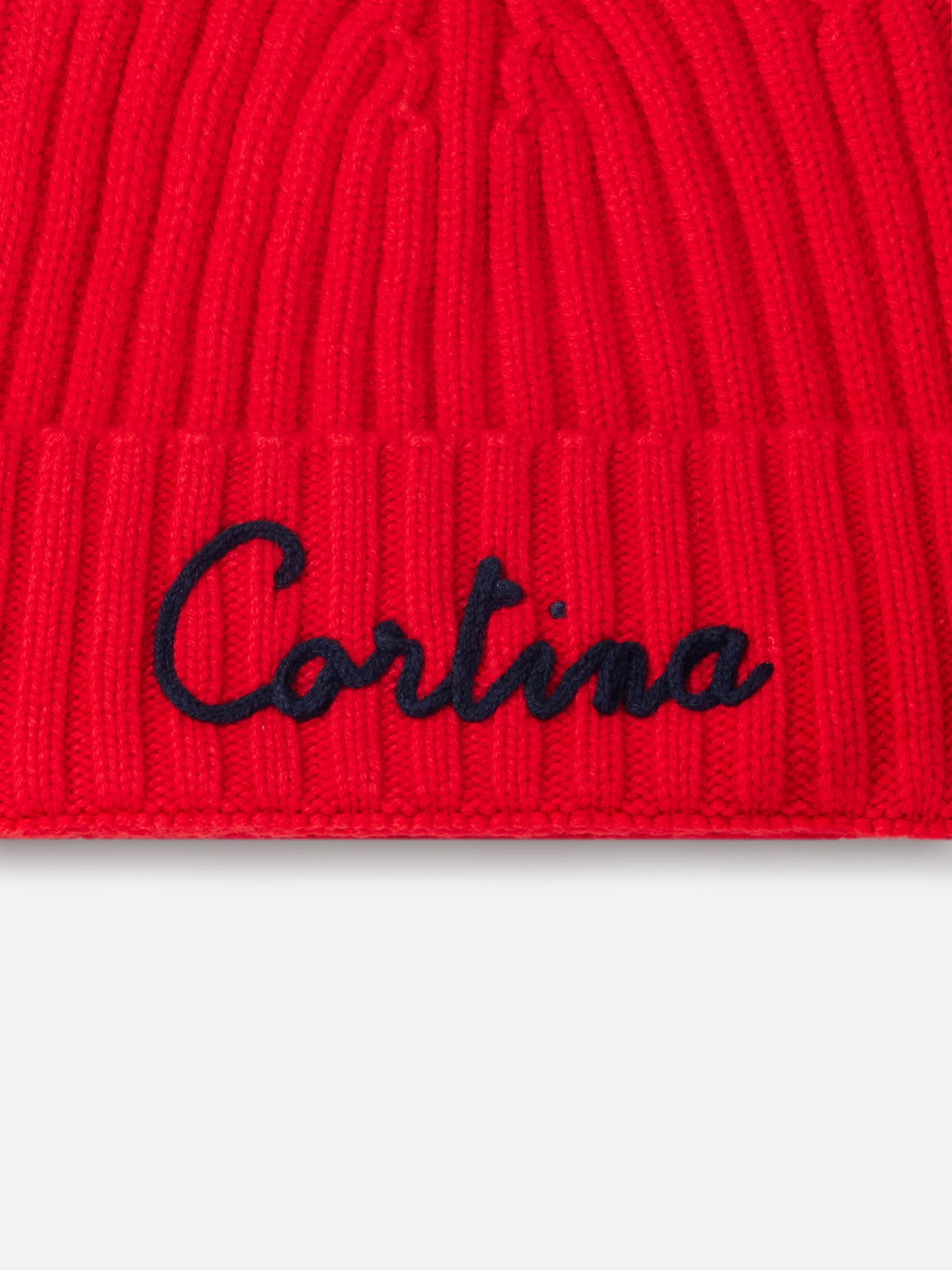 Cappello Wengen a costine rosso con ricamo Cortina - Image 2