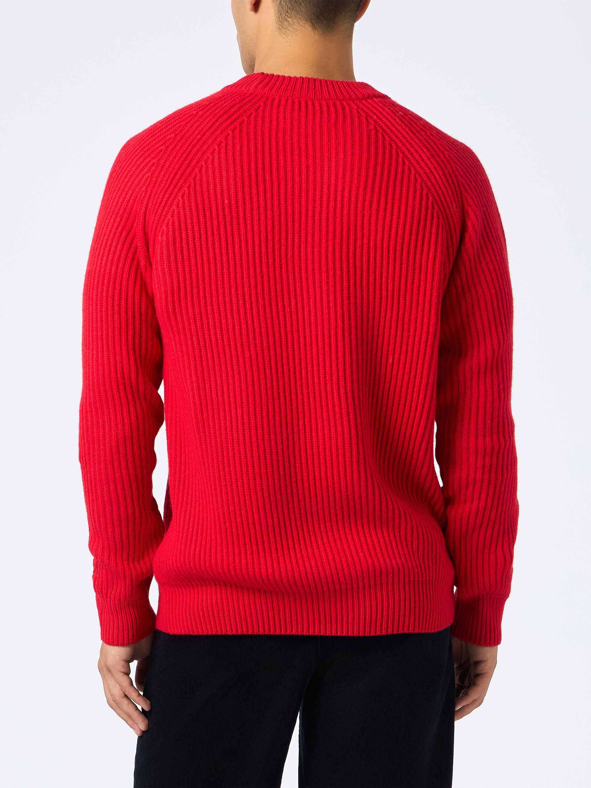 Maglia Marine in misto cashmere rosso a costine tinta unita - Image 2