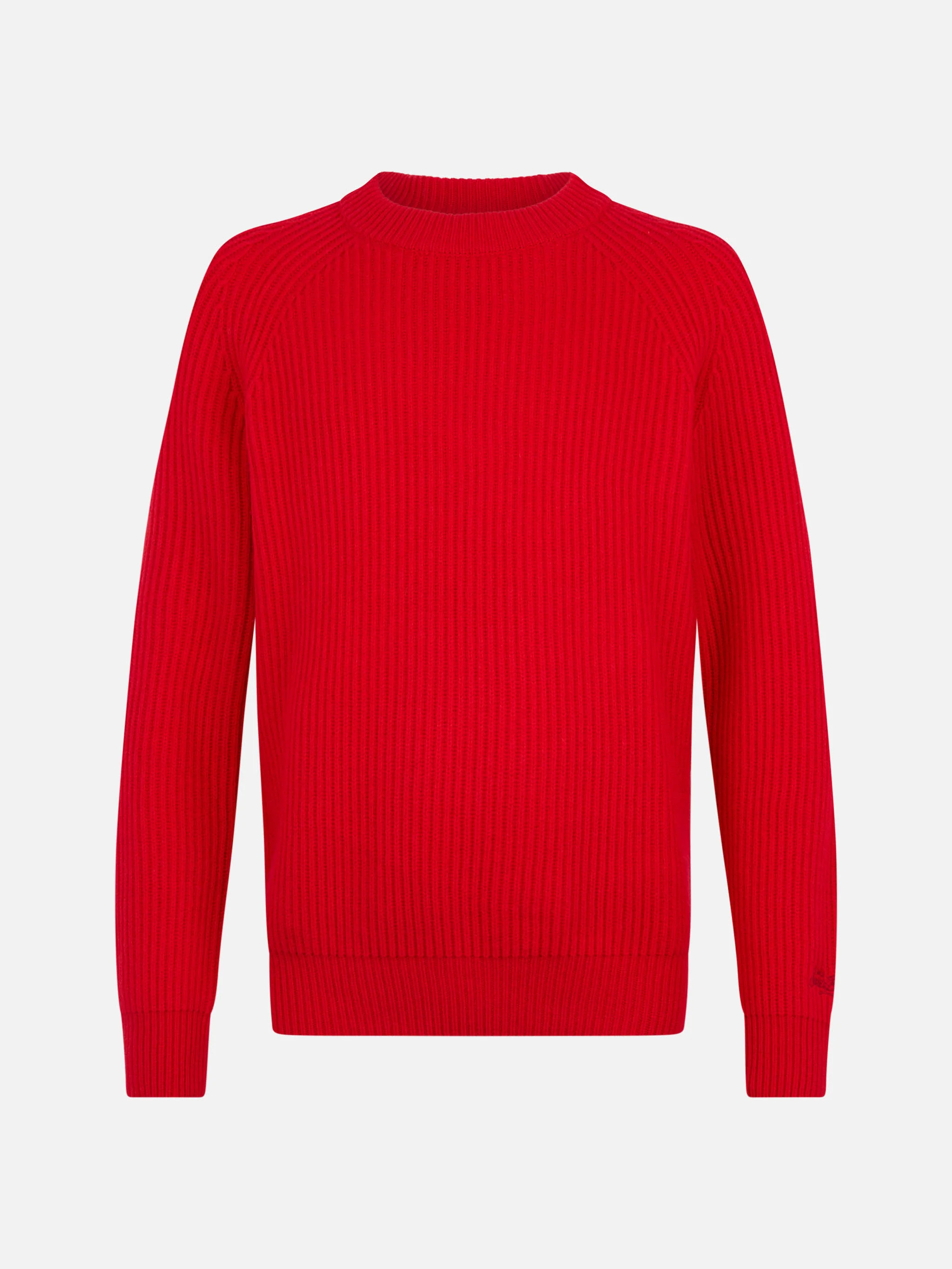 Maglia Marine in misto cashmere rosso a costine tinta unita - Image 4