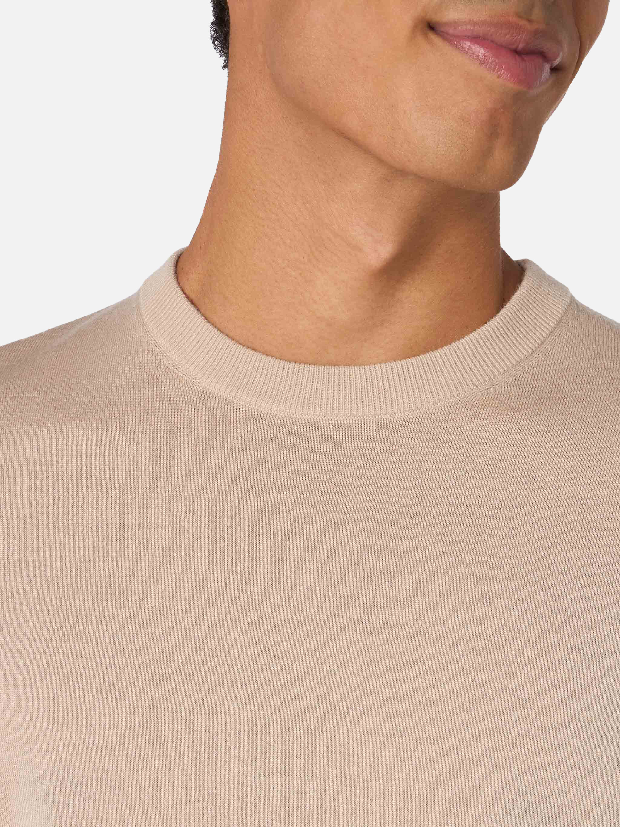 Maglione girocollo Regent beige in 100% LANA MERINO - Image 2