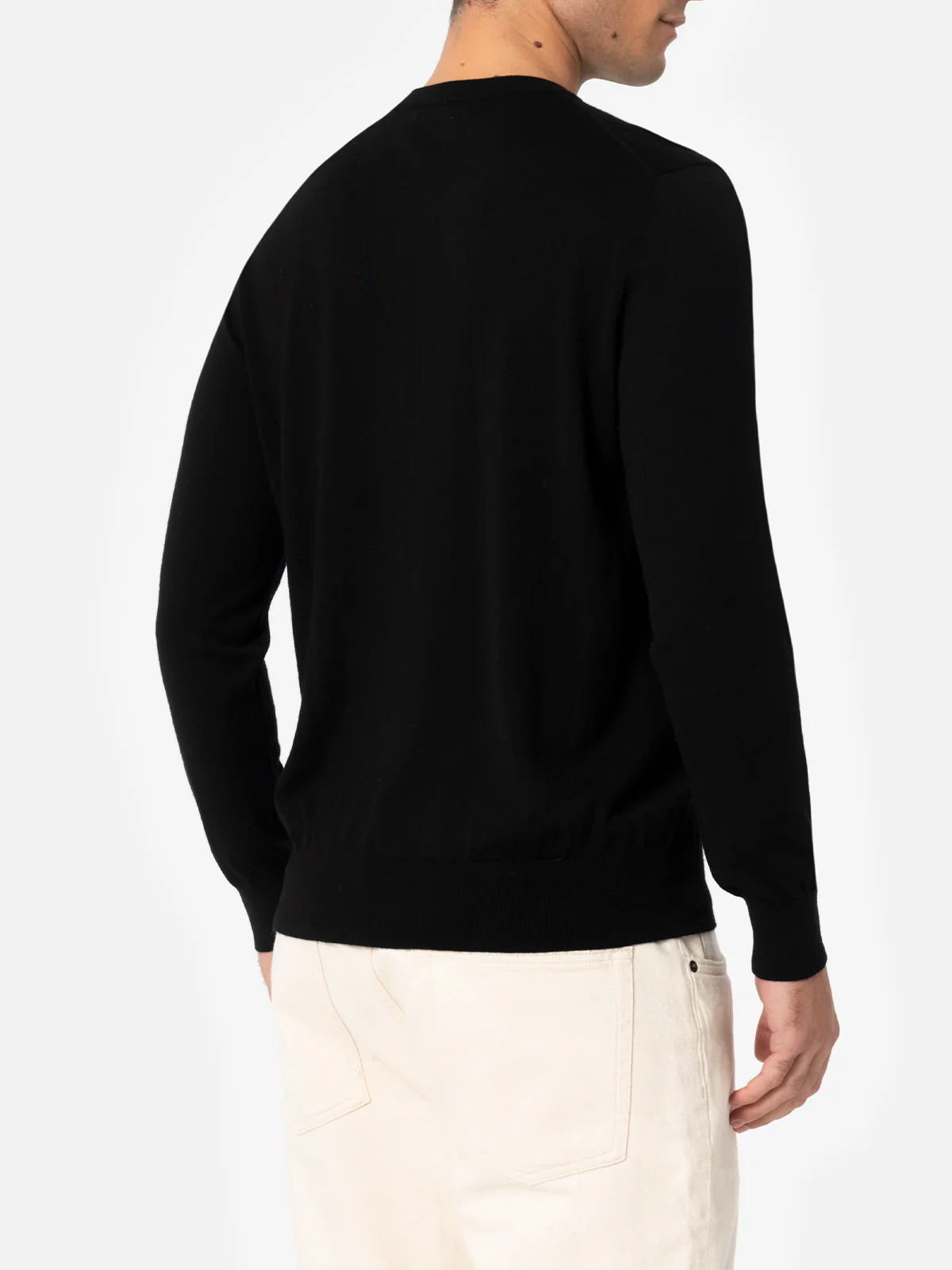 Maglione girocollo Regent in 100% LANA MERINO nera - Image 3