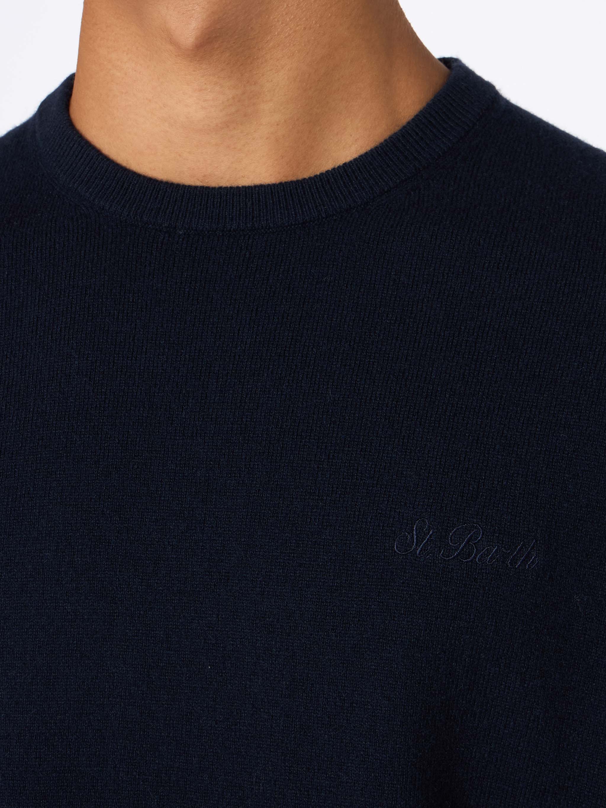 Maglione girocollo blu navy Regent in MISTO CASHMERE - Image 2