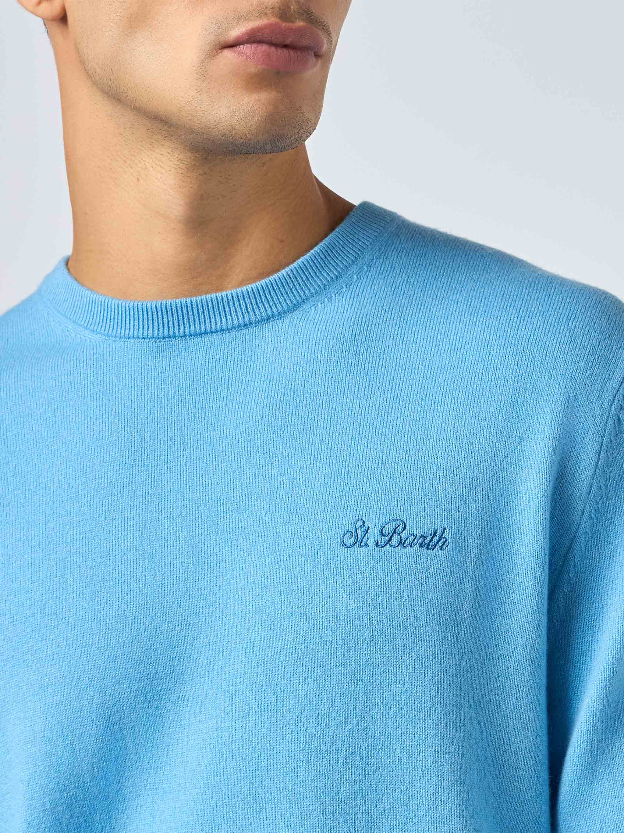Maglione girocollo Regent in MISTO CASHMERE blu polvere - Image 3