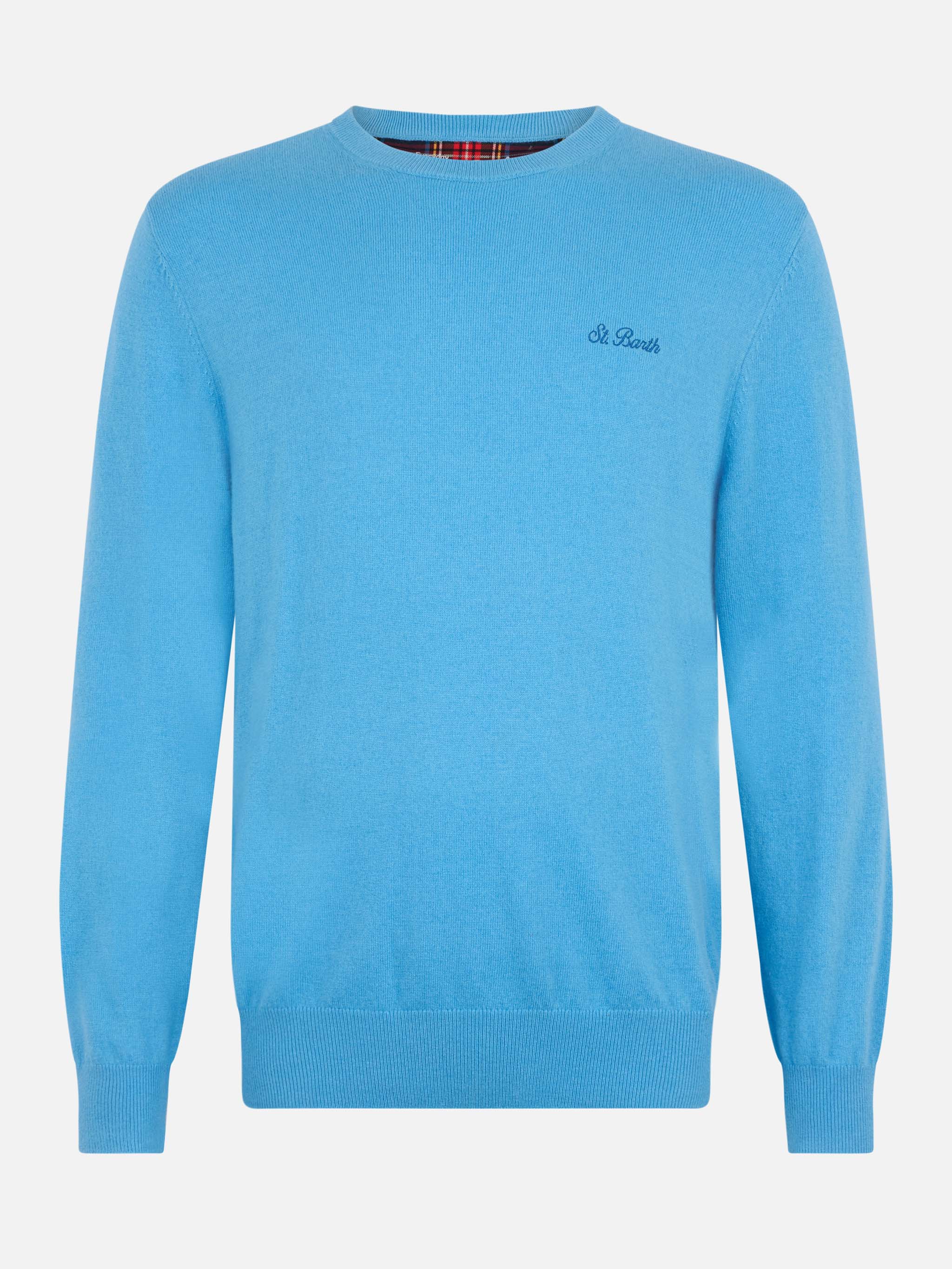 Maglione girocollo Regent in MISTO CASHMERE blu polvere - Image 4
