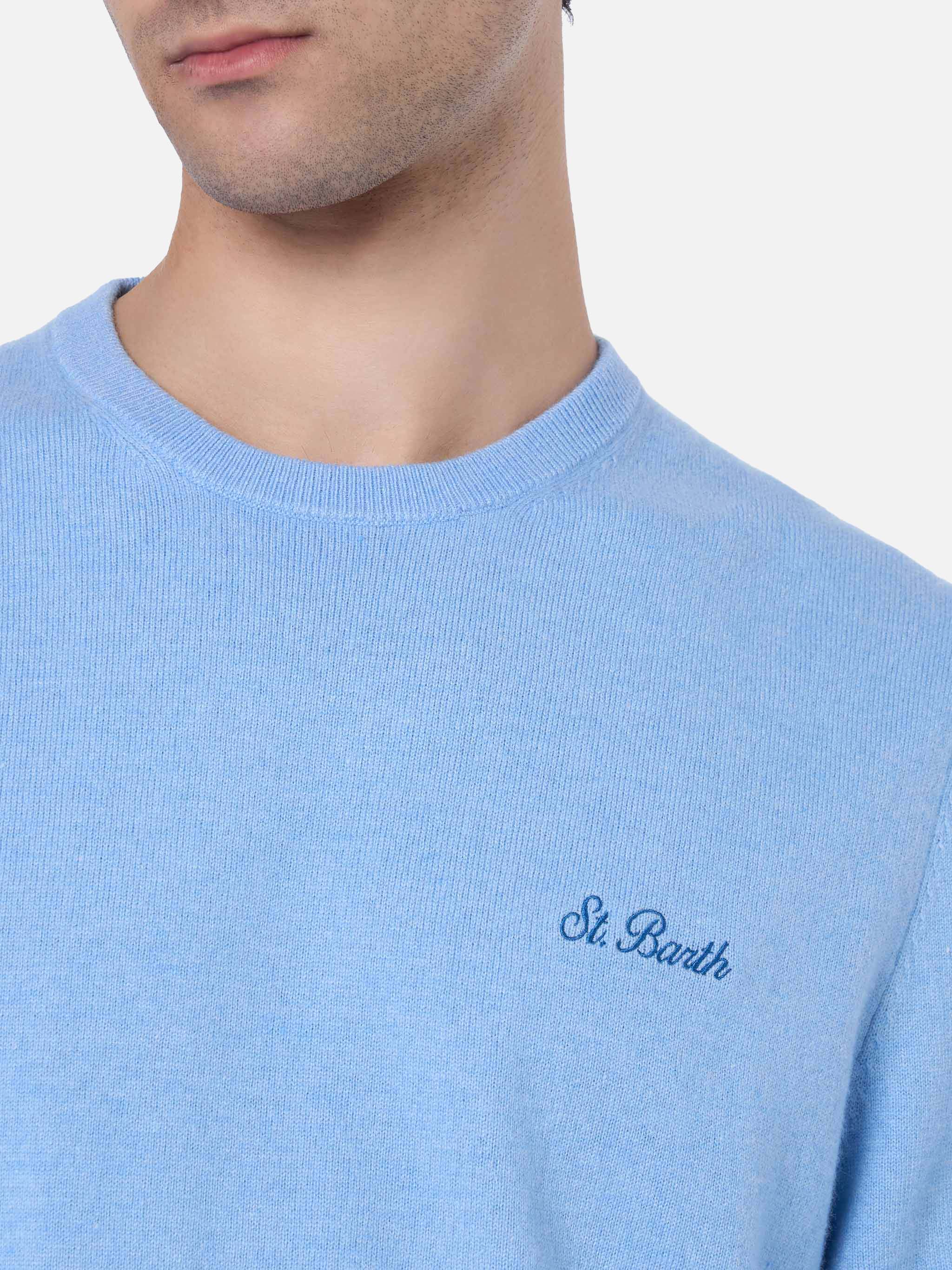 Maglione girocollo Regent in MISTO CASHMERE azzurro - Image 2