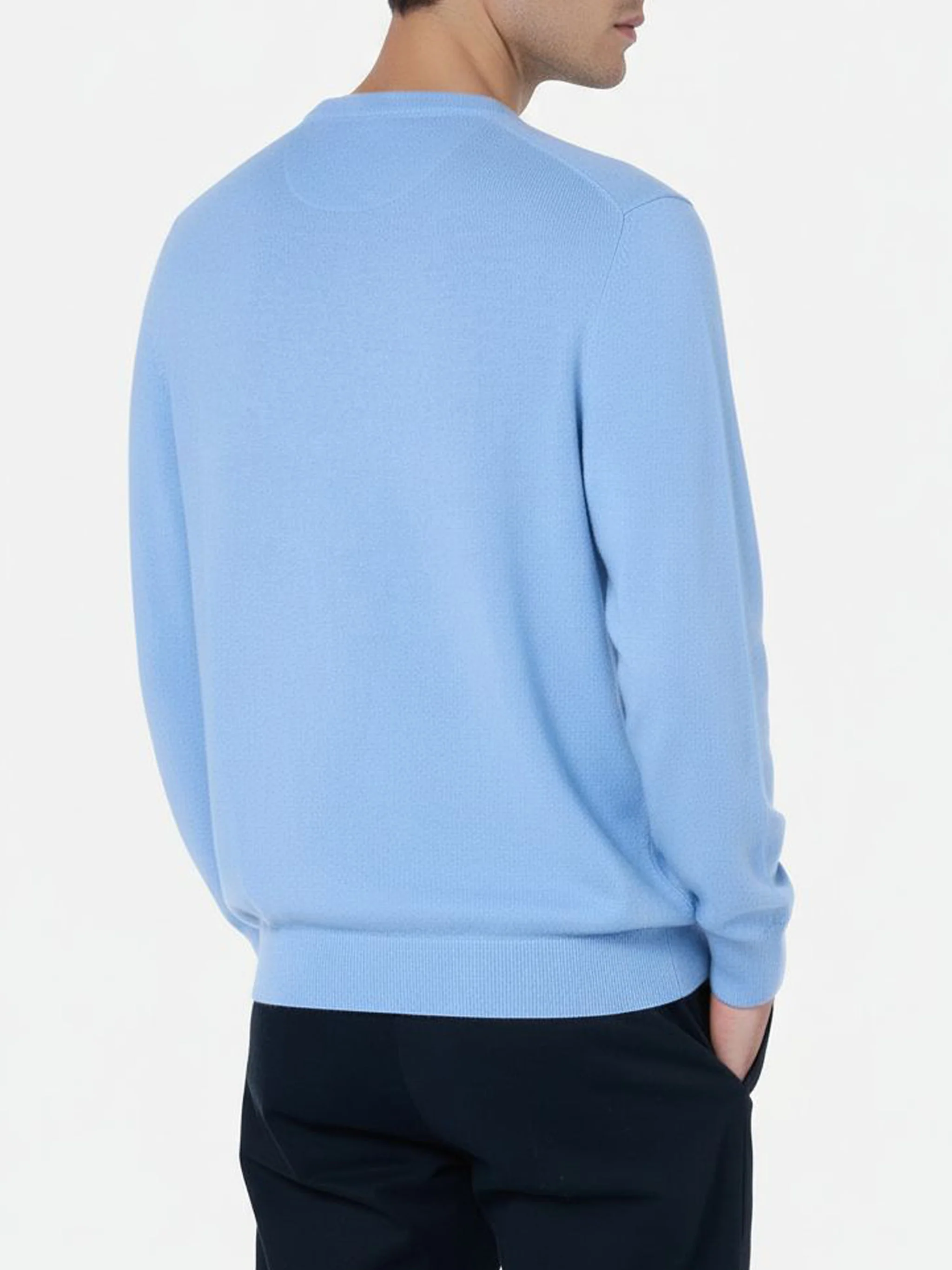Maglione girocollo Regent in MISTO CASHMERE azzurro - Image 3