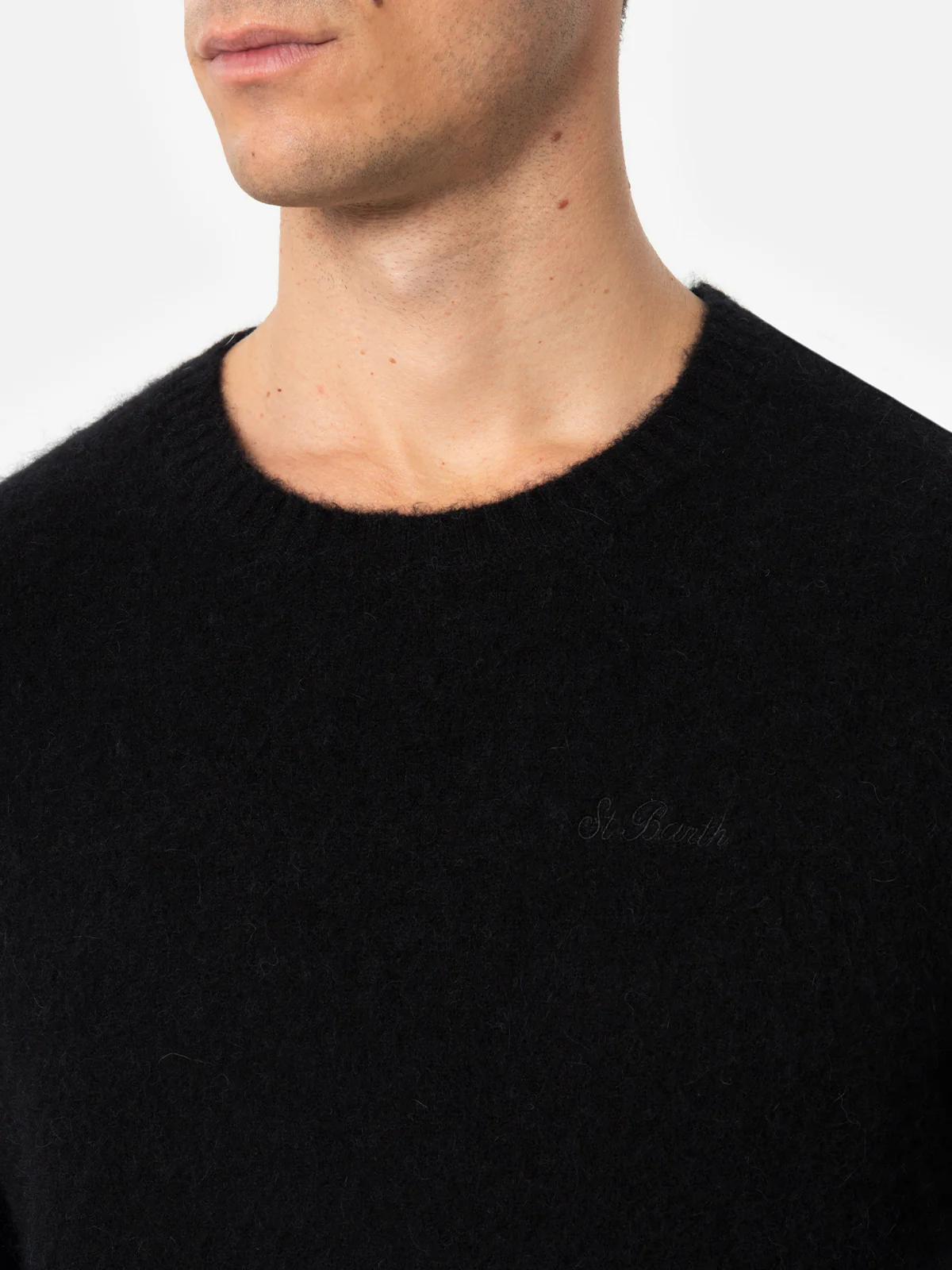 Maglione girocollo Regent in ALPACA STRETCH nera - Image 2
