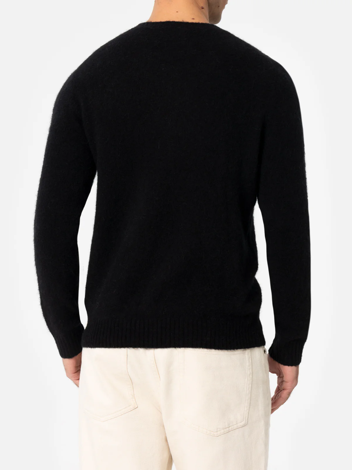 Maglione girocollo Regent in ALPACA STRETCH nera - Image 3