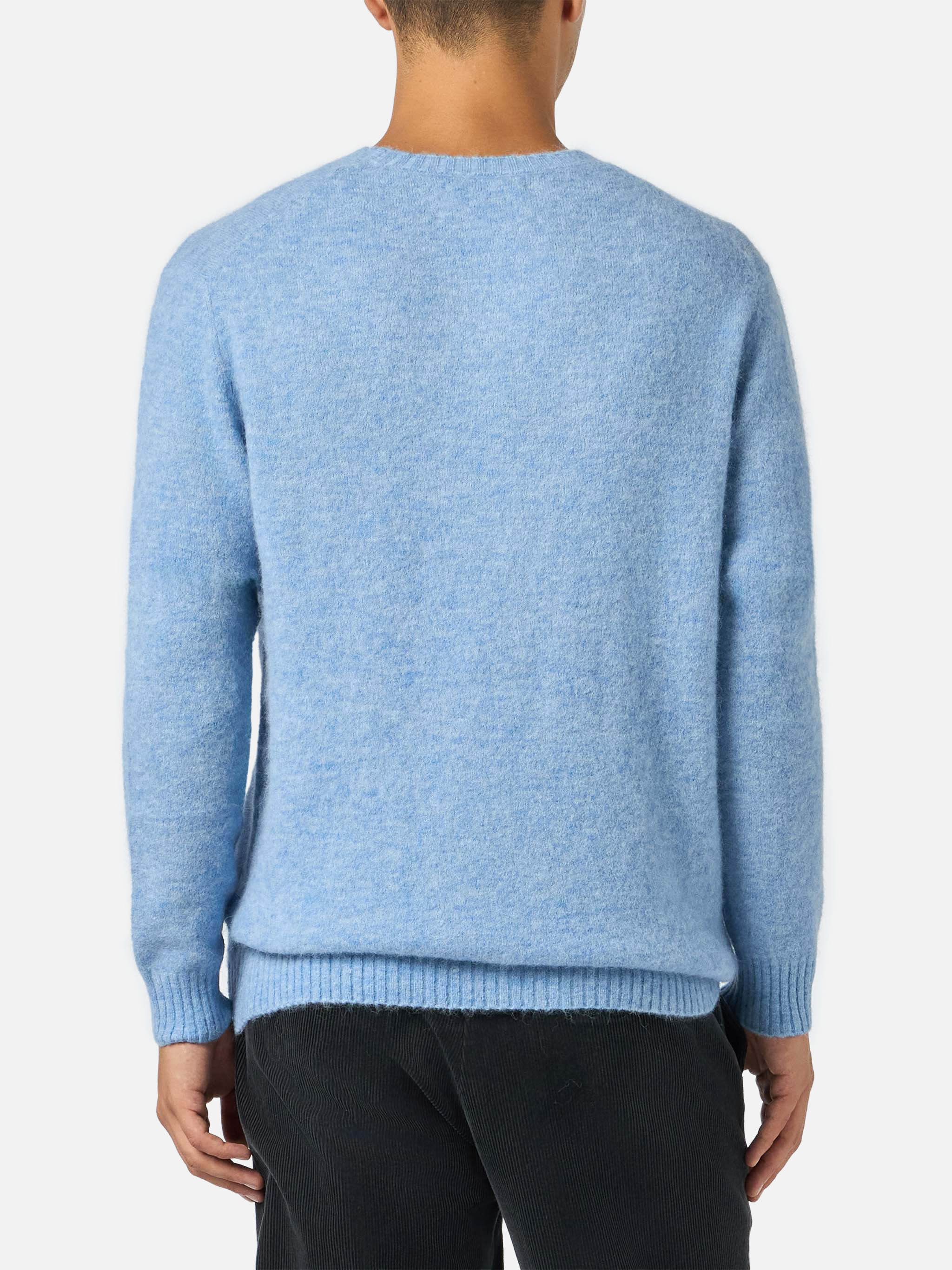 Maglione girocollo Regent in ALPACA STRETCH azzurra - Image 2