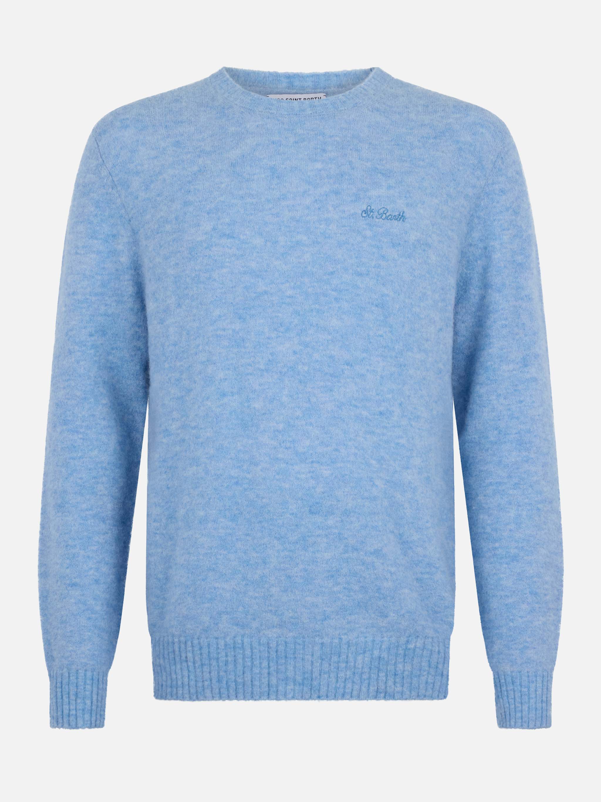 Maglione girocollo Regent in ALPACA STRETCH azzurra - Image 4