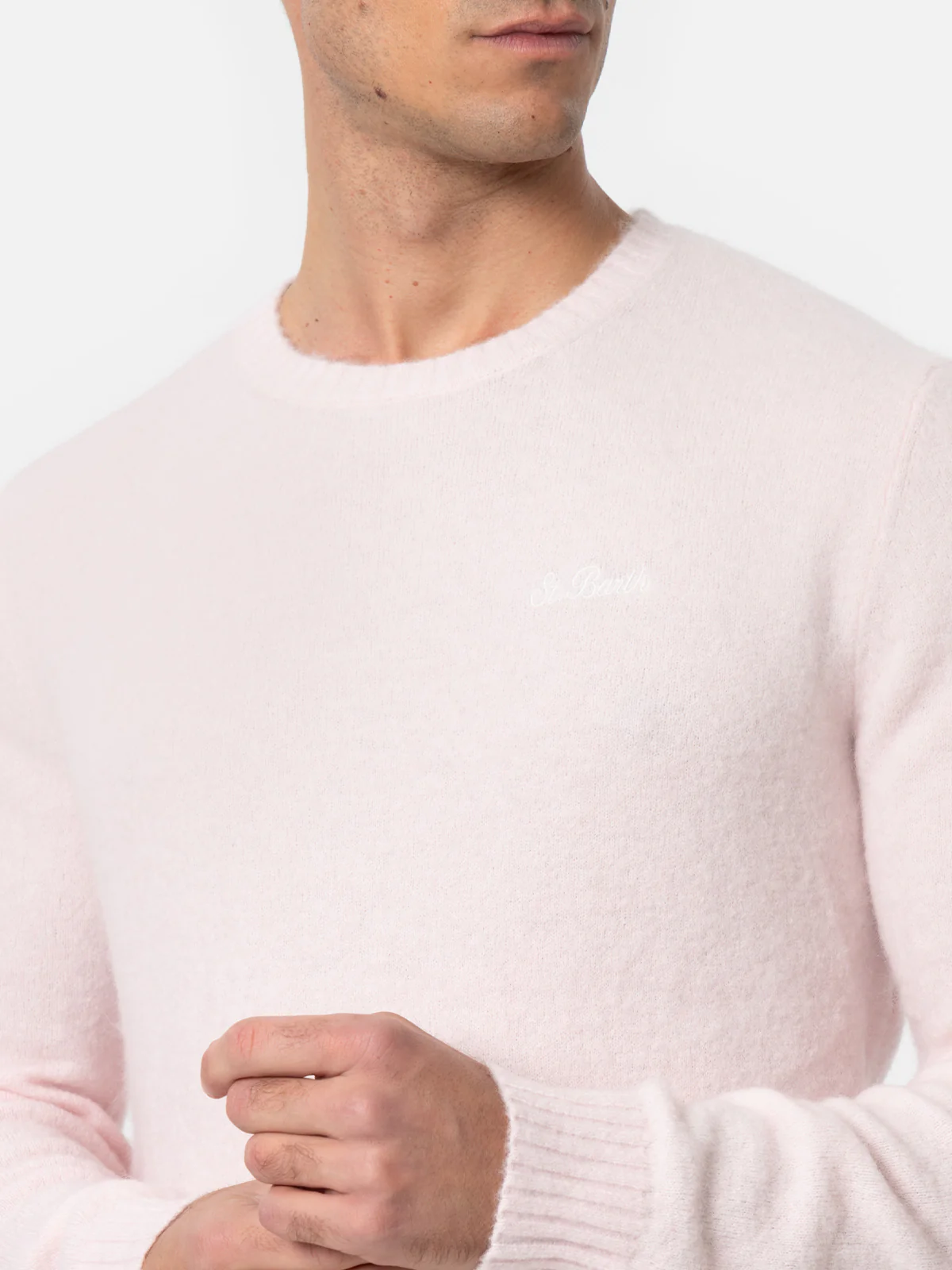 Maglione girocollo Regent in ALPACA STRETCH rosa - Image 2