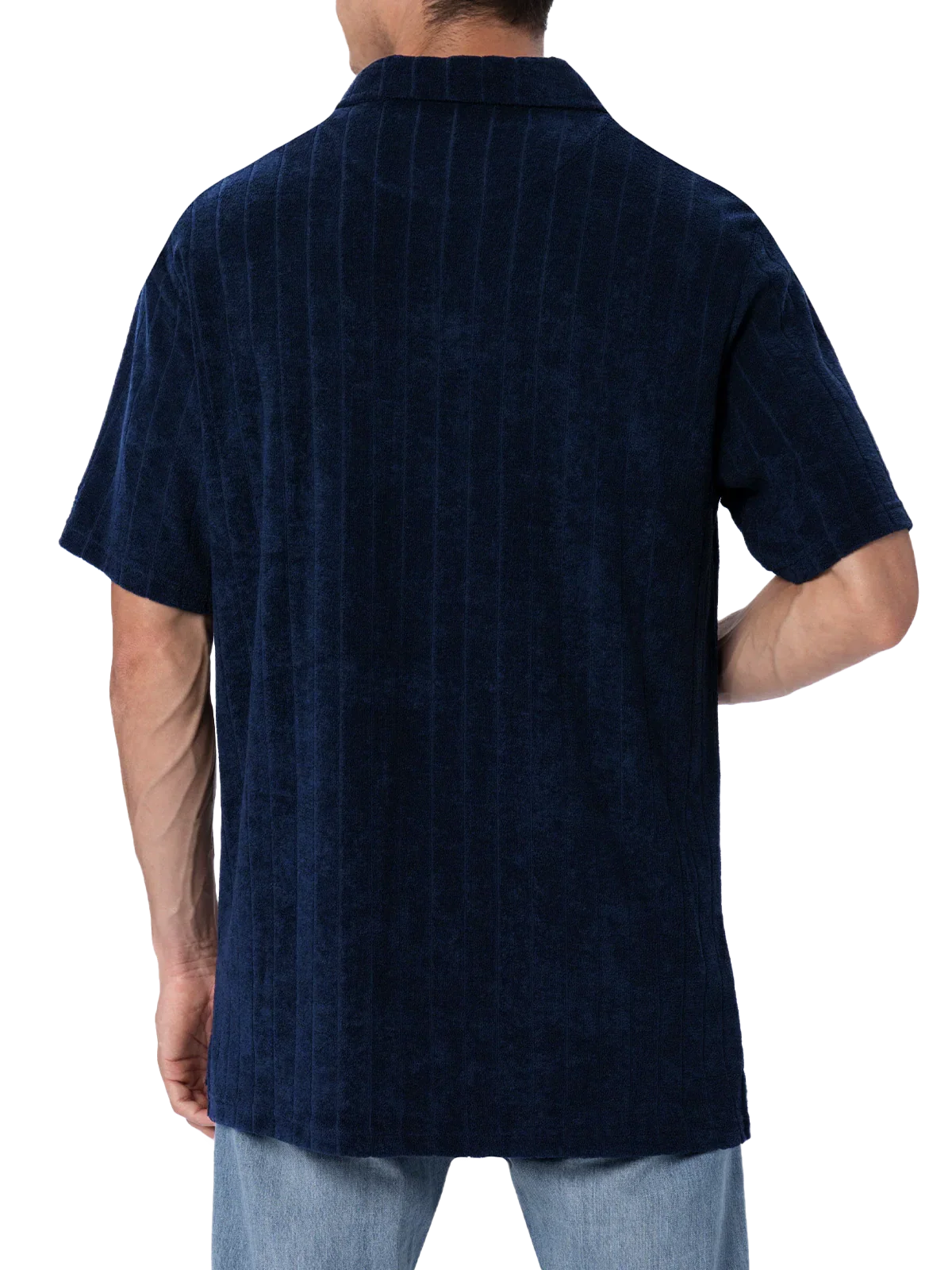 Polo Jeremy in tessuto effetto spugna a righe blu - Image 3