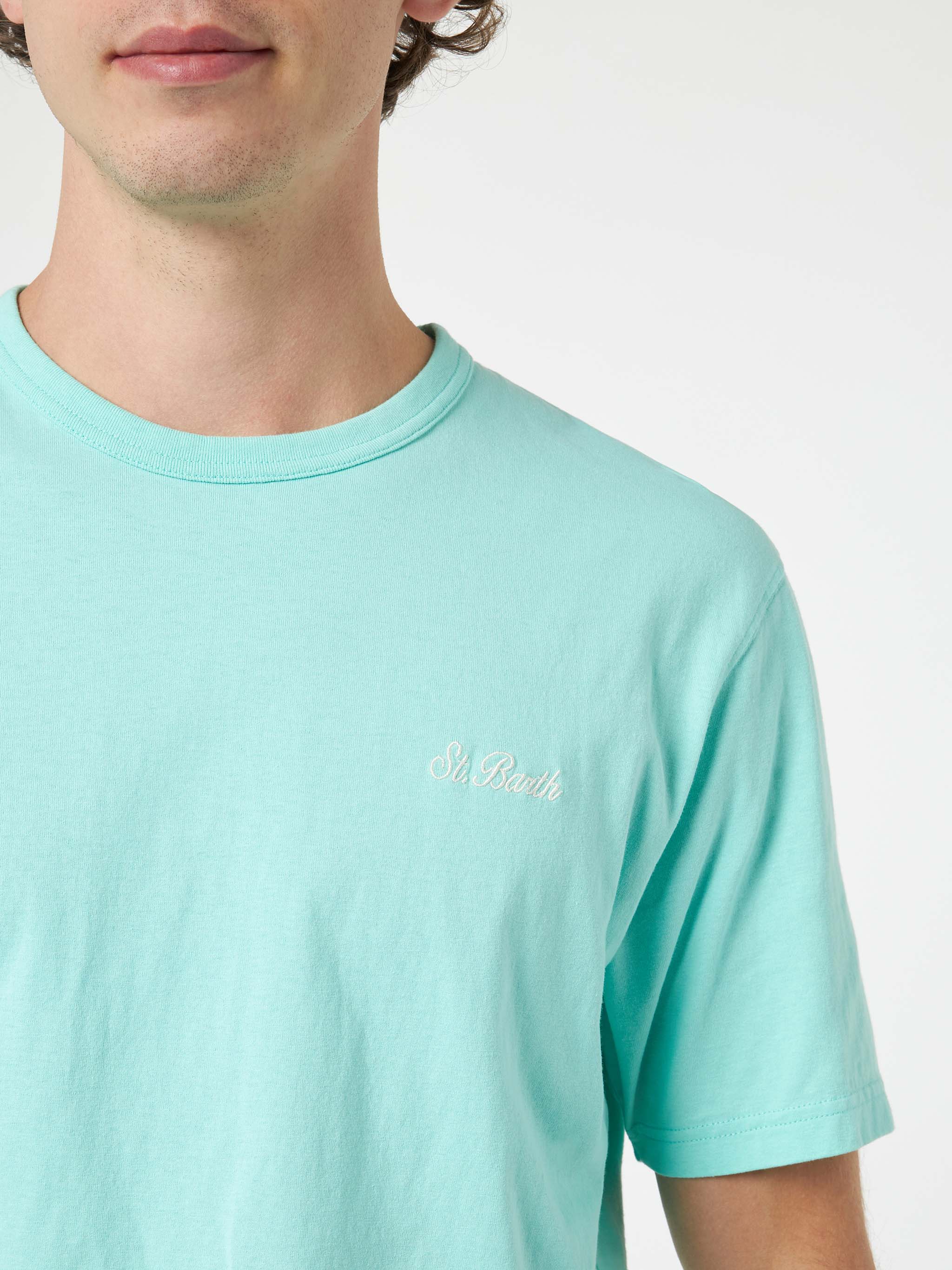 T-shirt Dover in cotone verde salvia tinta unita - Image 2