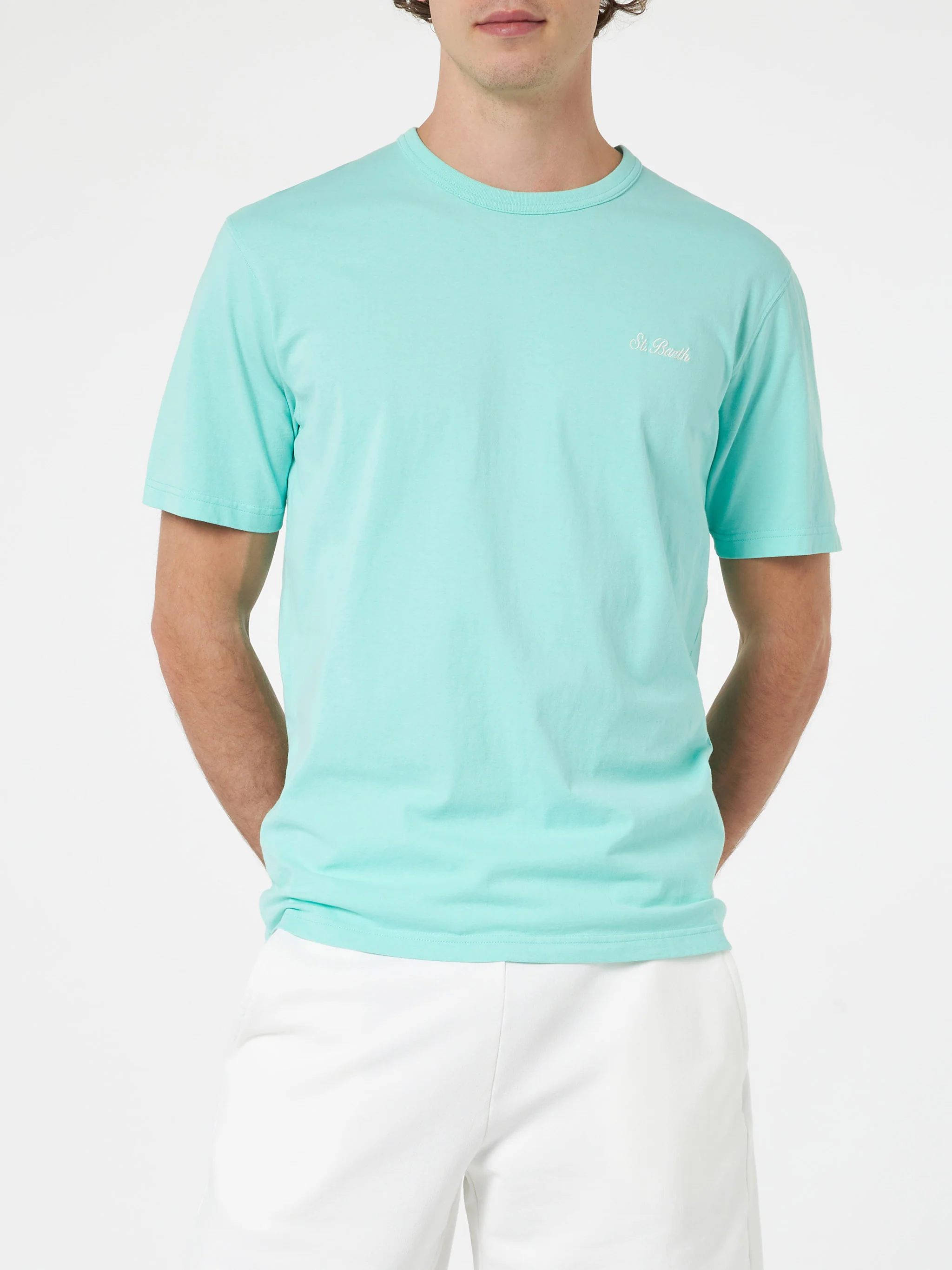 T-shirt Dover in cotone verde salvia tinta unita - Image 3
