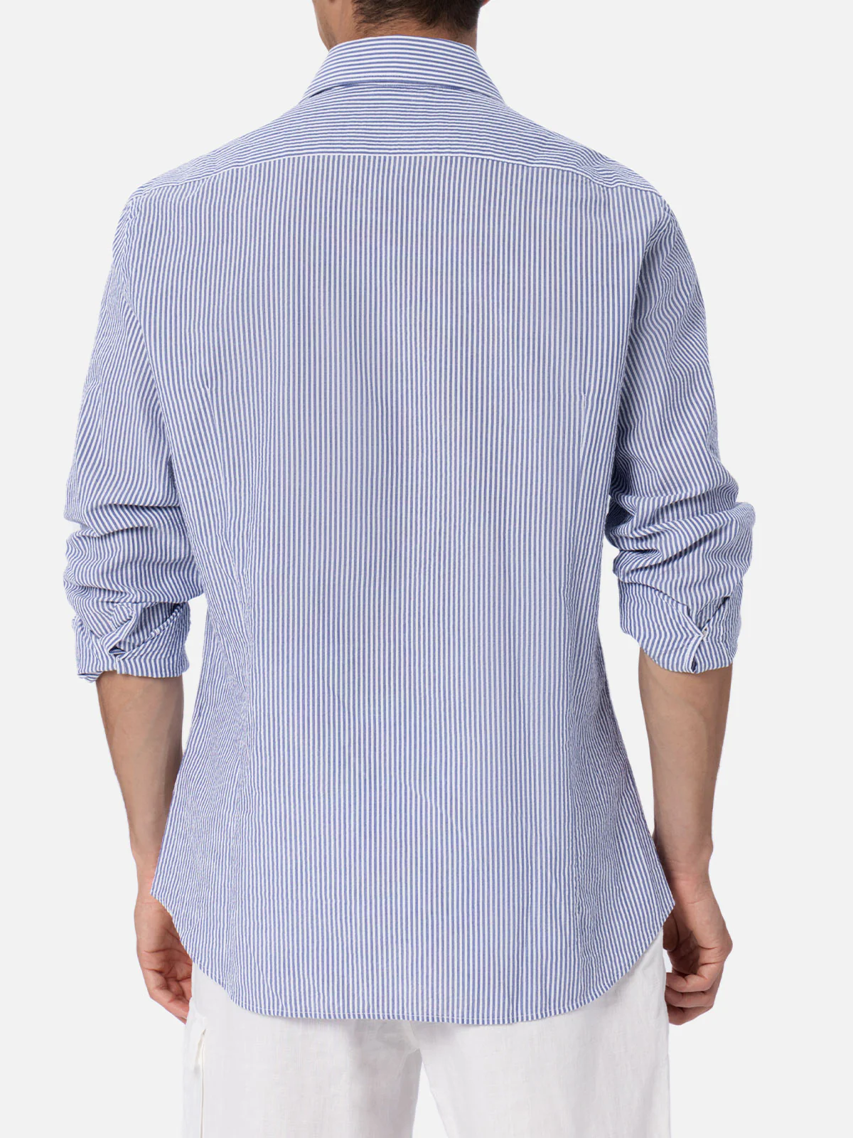 Camicia Pamplona in seersucker a righe azzurre - Image 3