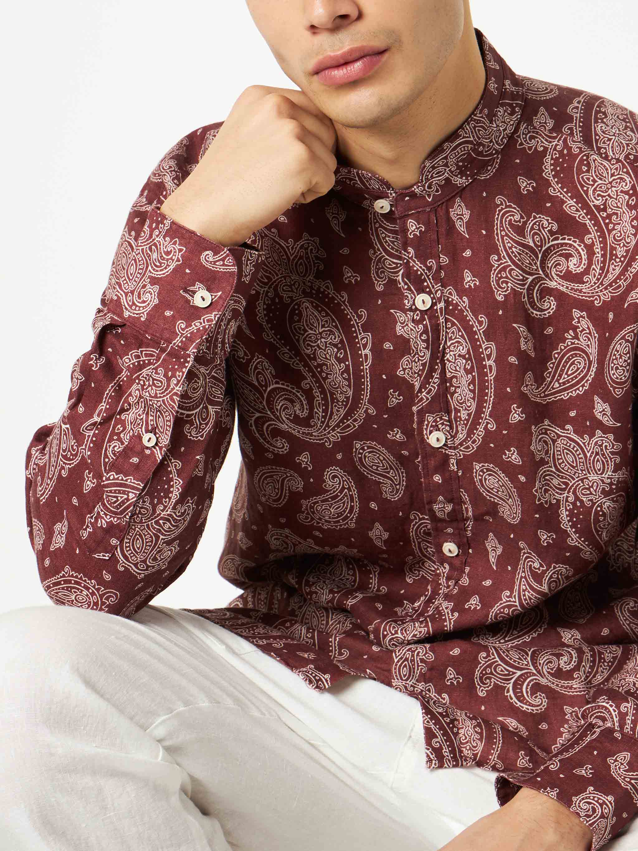 Camicia Klarke stampa paisley marrone - Image 3
