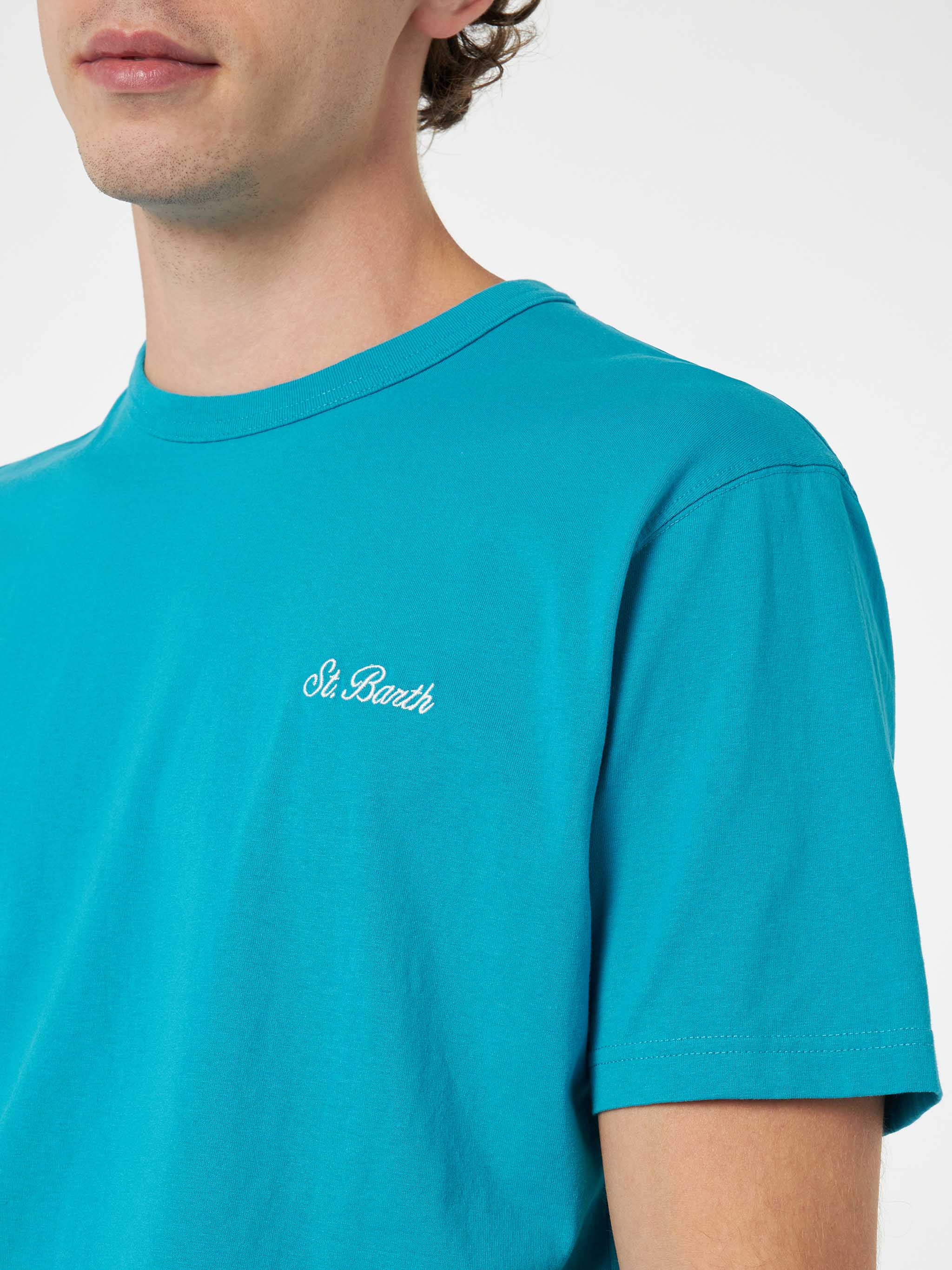 T-shirt Dover in cotone verde petrolio tinta unita - Image 2