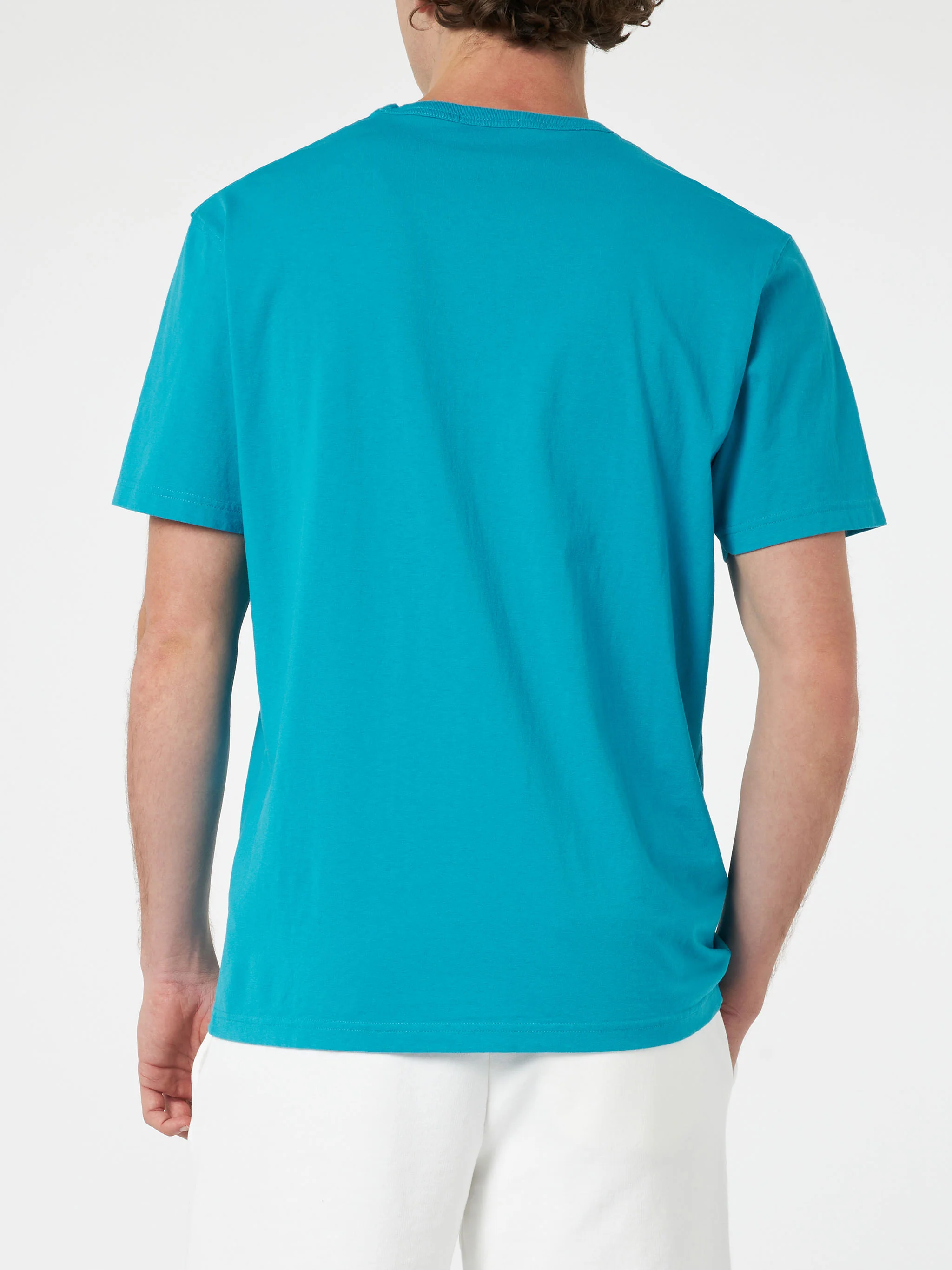 T-shirt Dover in cotone verde petrolio tinta unita - Image 4