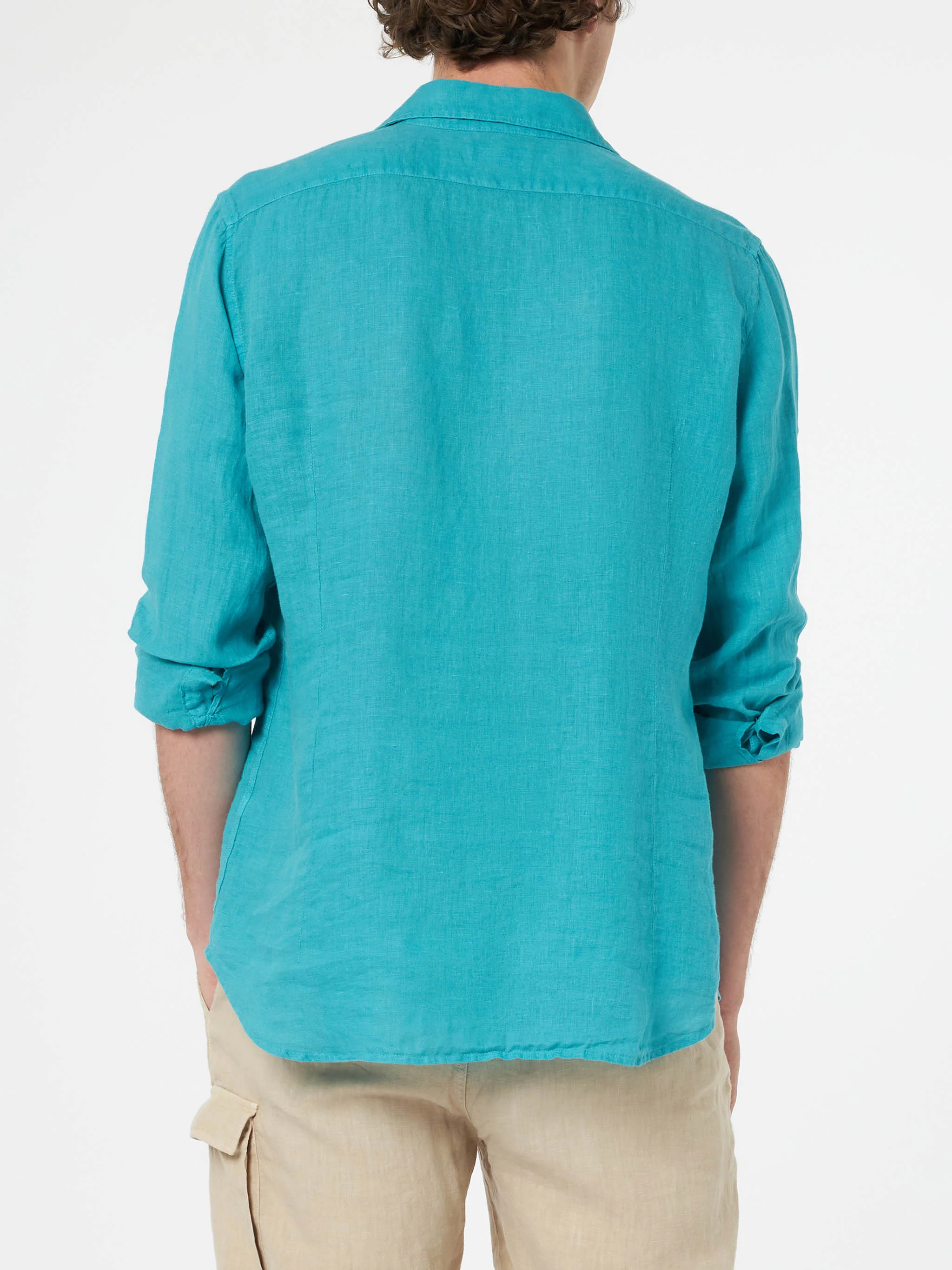 Camicia Pamplona in lino verde petrolio - Image 2